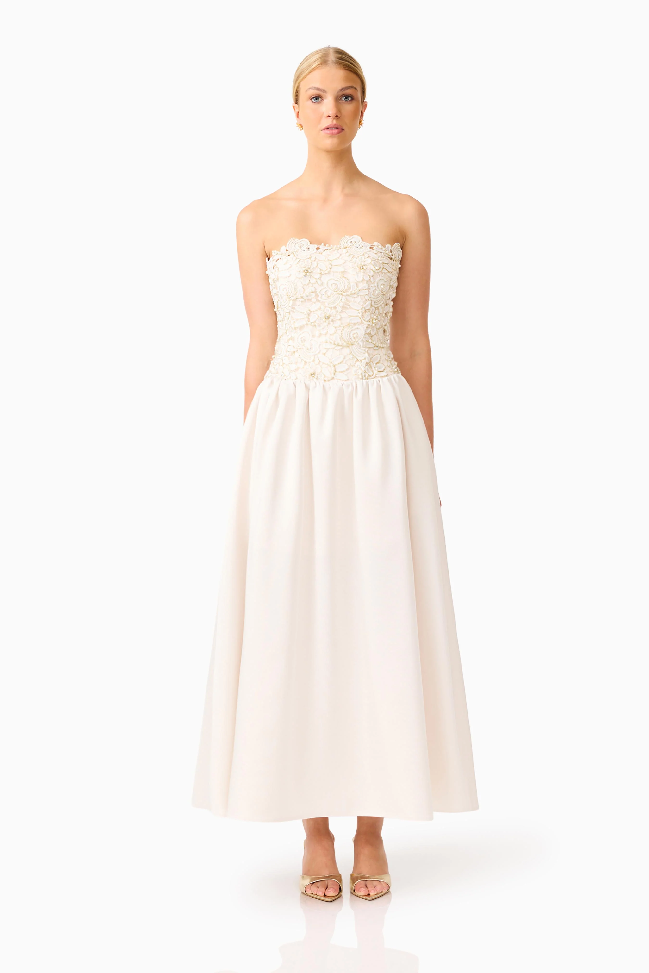 Blossia Embellished Gown in White