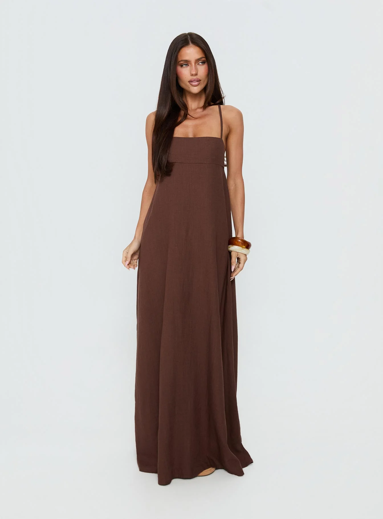 Solie Tie Back Maxi Dress Chocolate