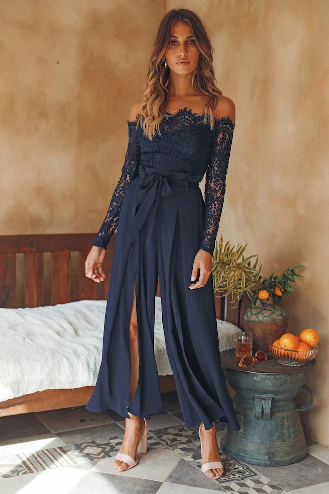 Things Work Out Jumpsuit Navy - luluinthesky