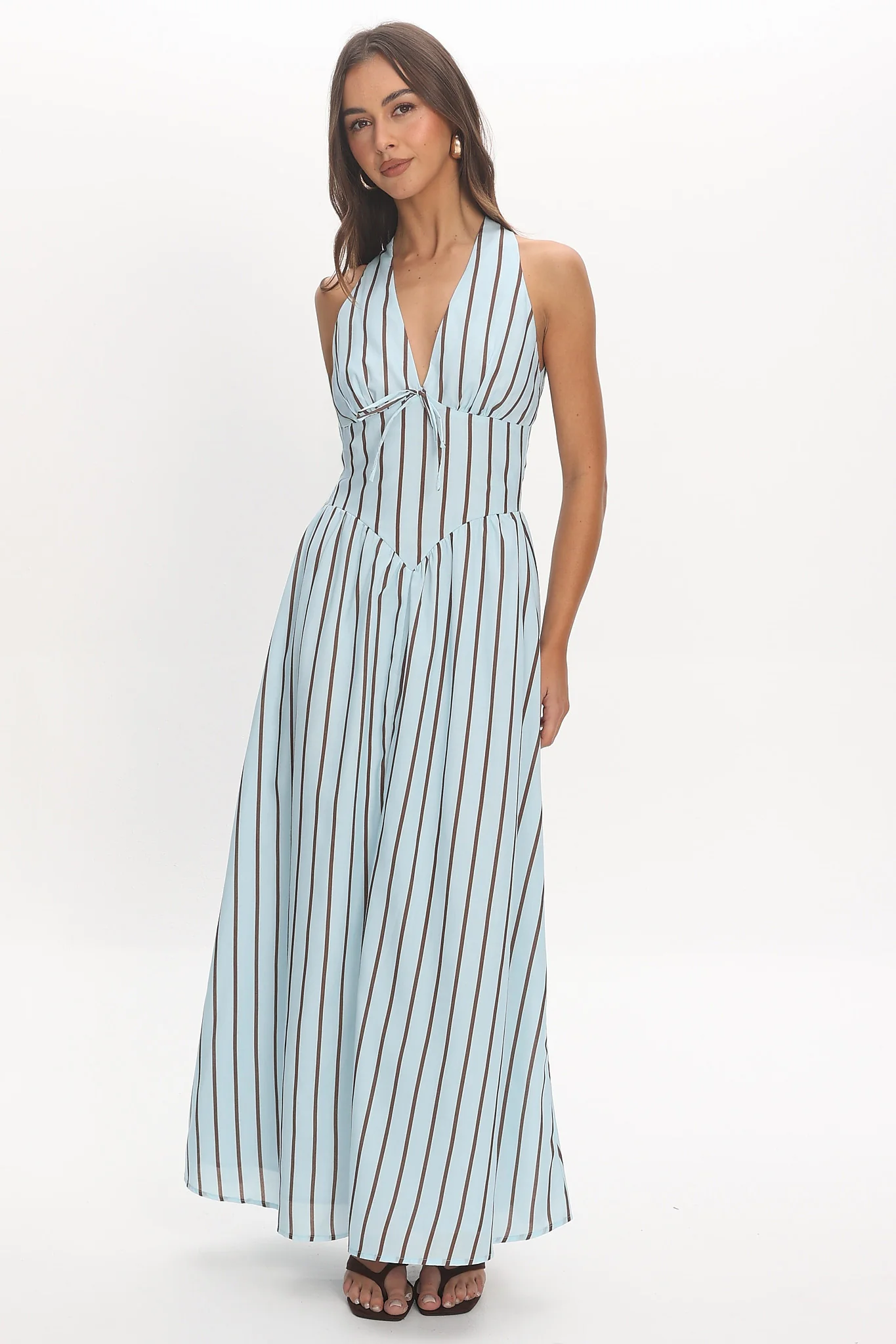 Cabana Stripe Maxi Dress Light Blue - luluinthesky
