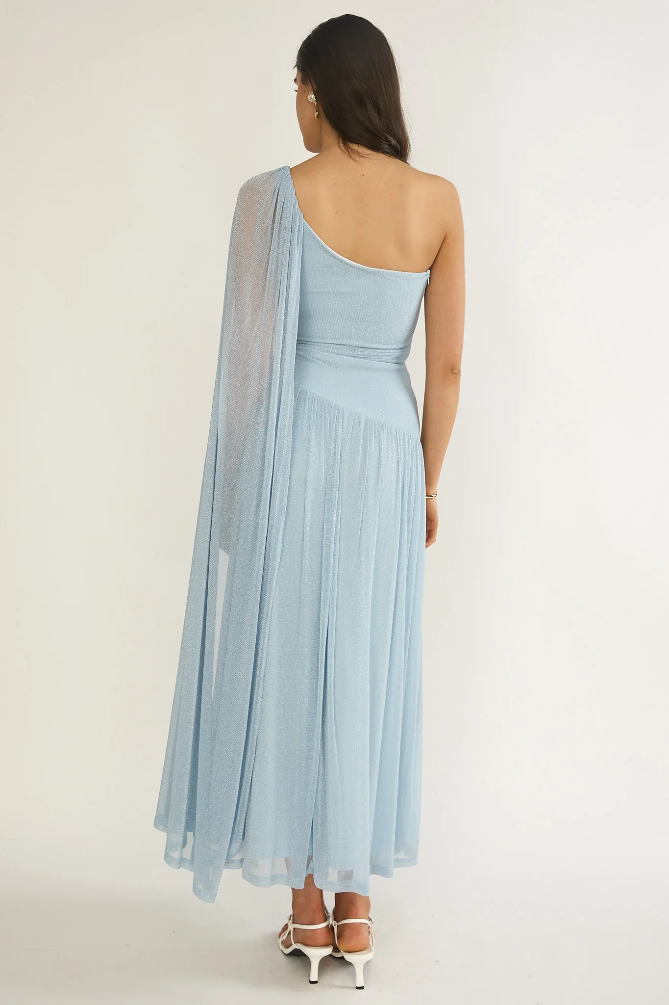 Zorina One-Shoulder Drape Maxi Dress Blue