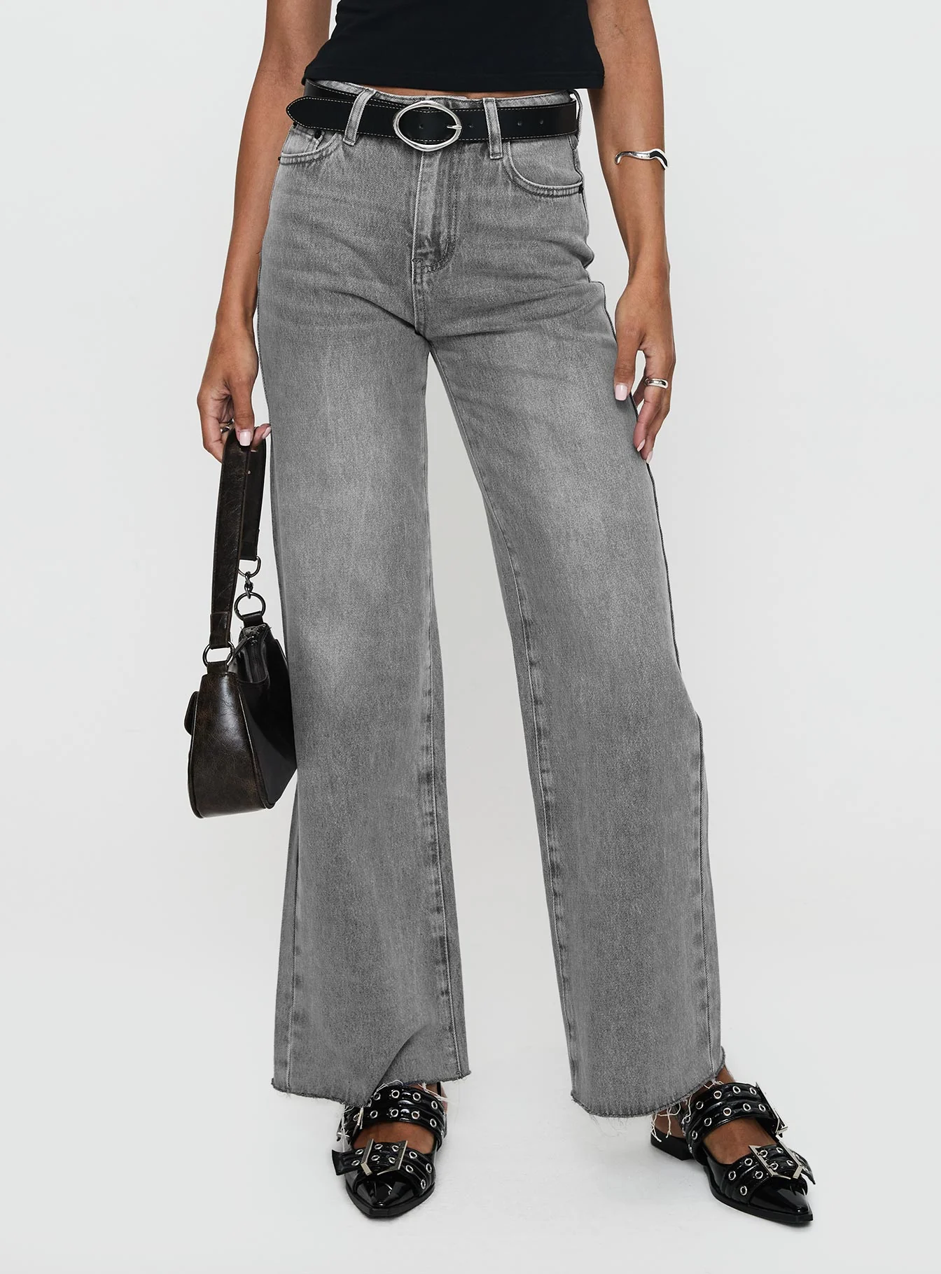 Henesey High Rise Straight Leg Jeans Washed Grey