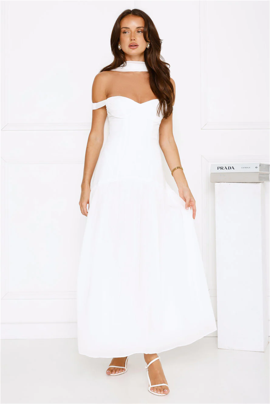 The Style Spotlight Off Shoulder Maxi Dress White