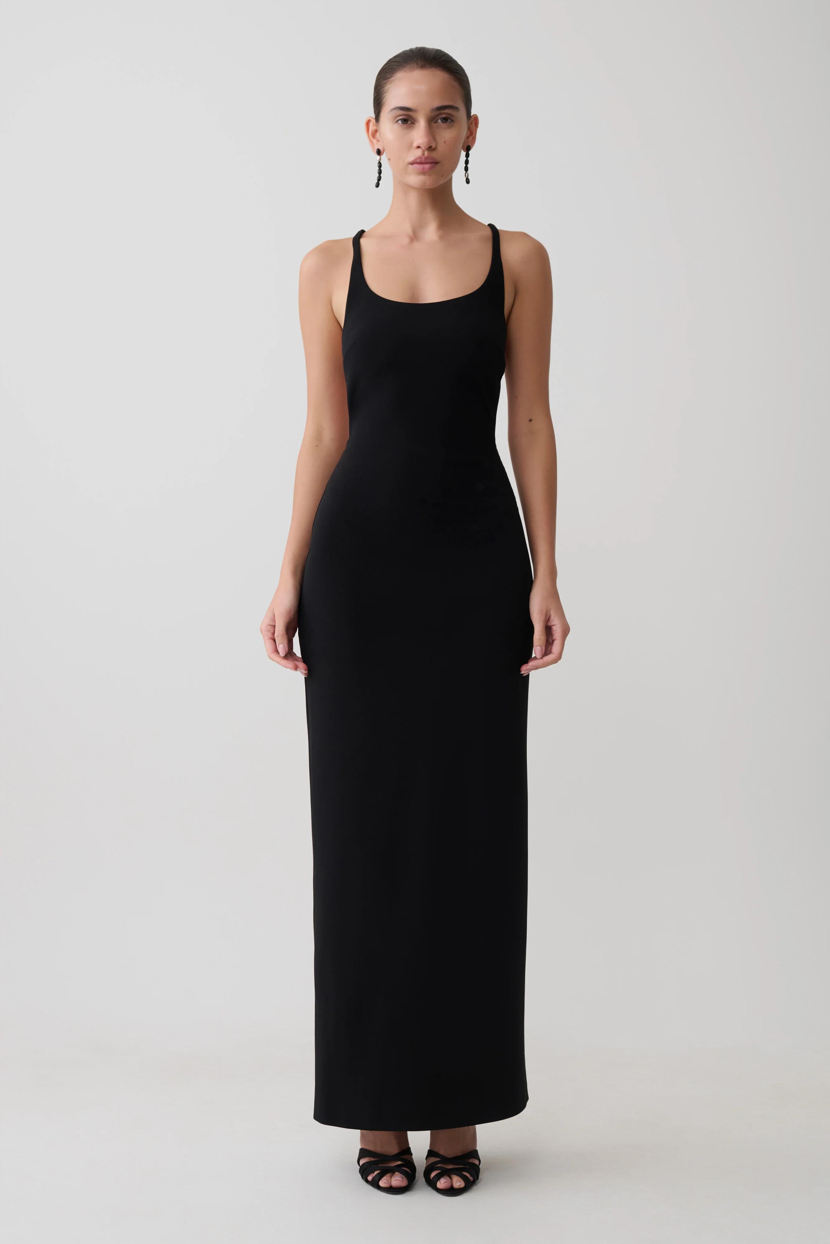 Julian Crepe Strapped Back Maxi Dress - Black