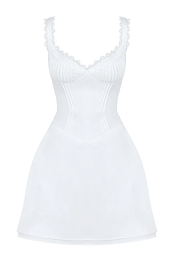 white pin tuck mini dress - luluinthesky