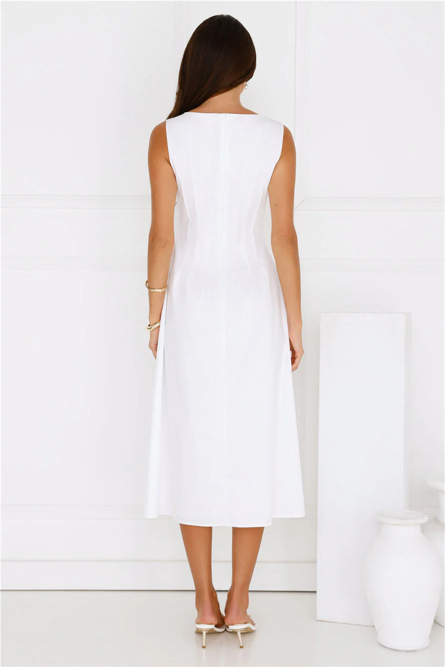Sun Drenched Days Midi Dress White - luluinthesky