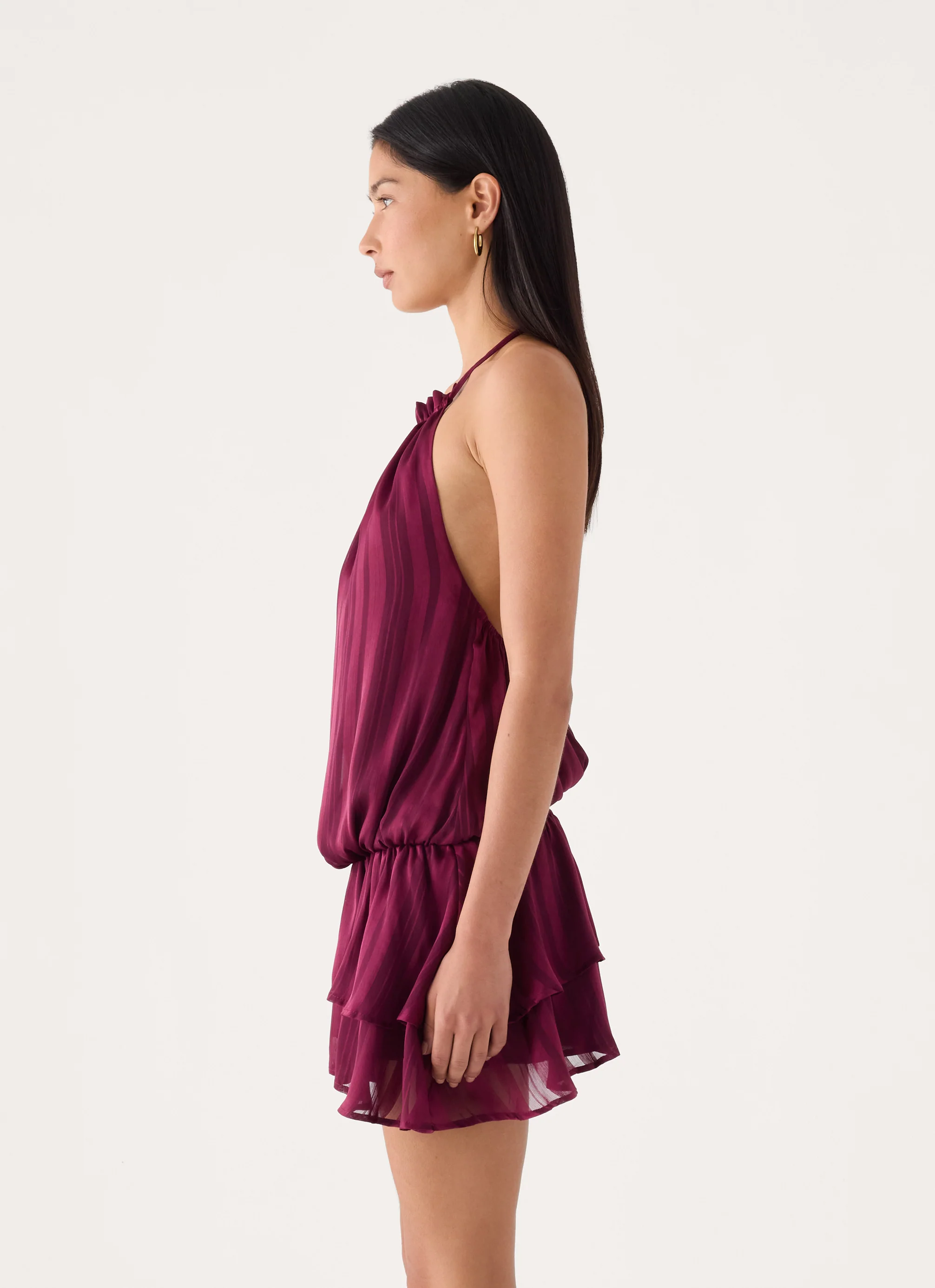 Parade Halter Mini Dress - Plum - luluinthesky