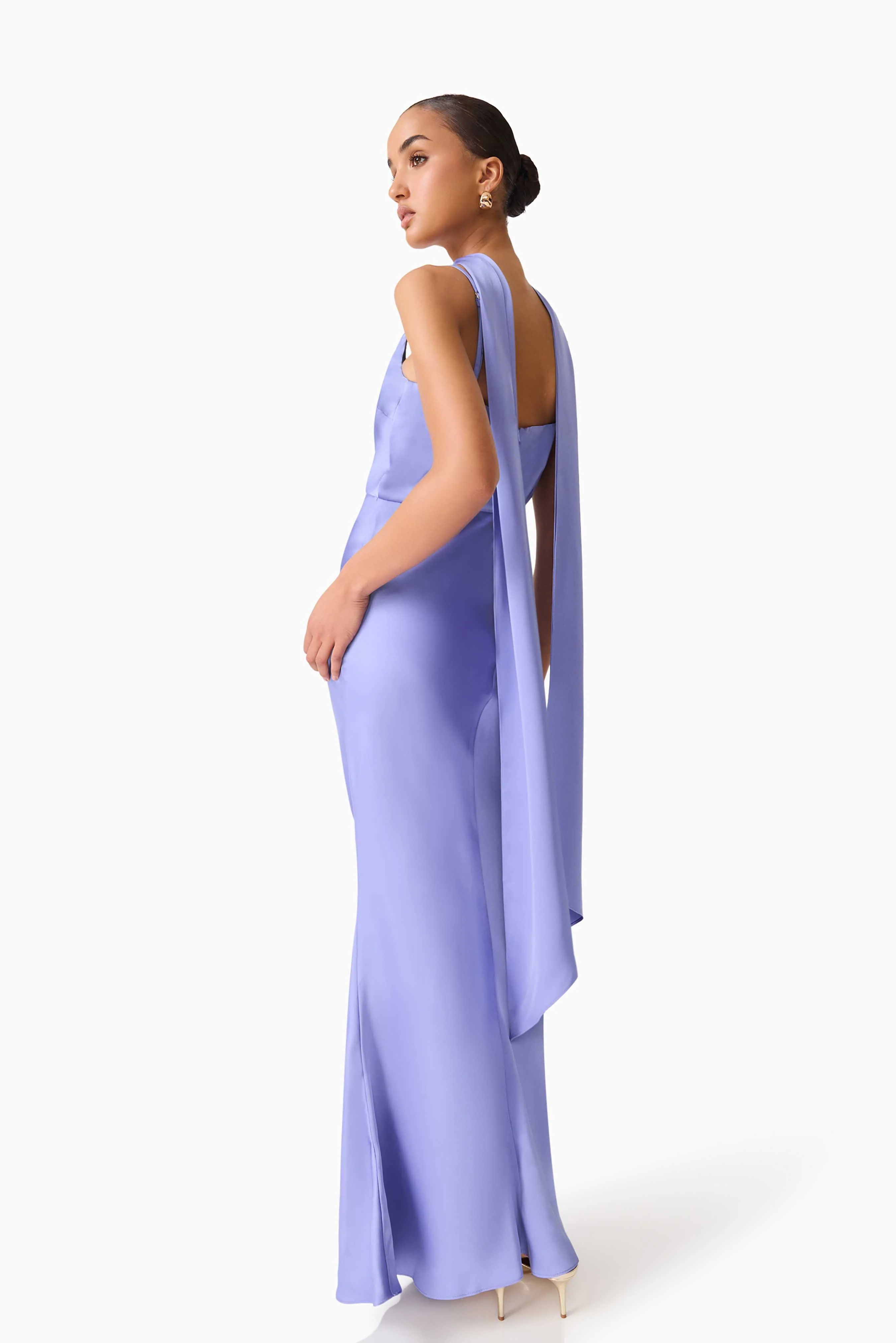 Jacinta Cowl Neck Gown in Blue
