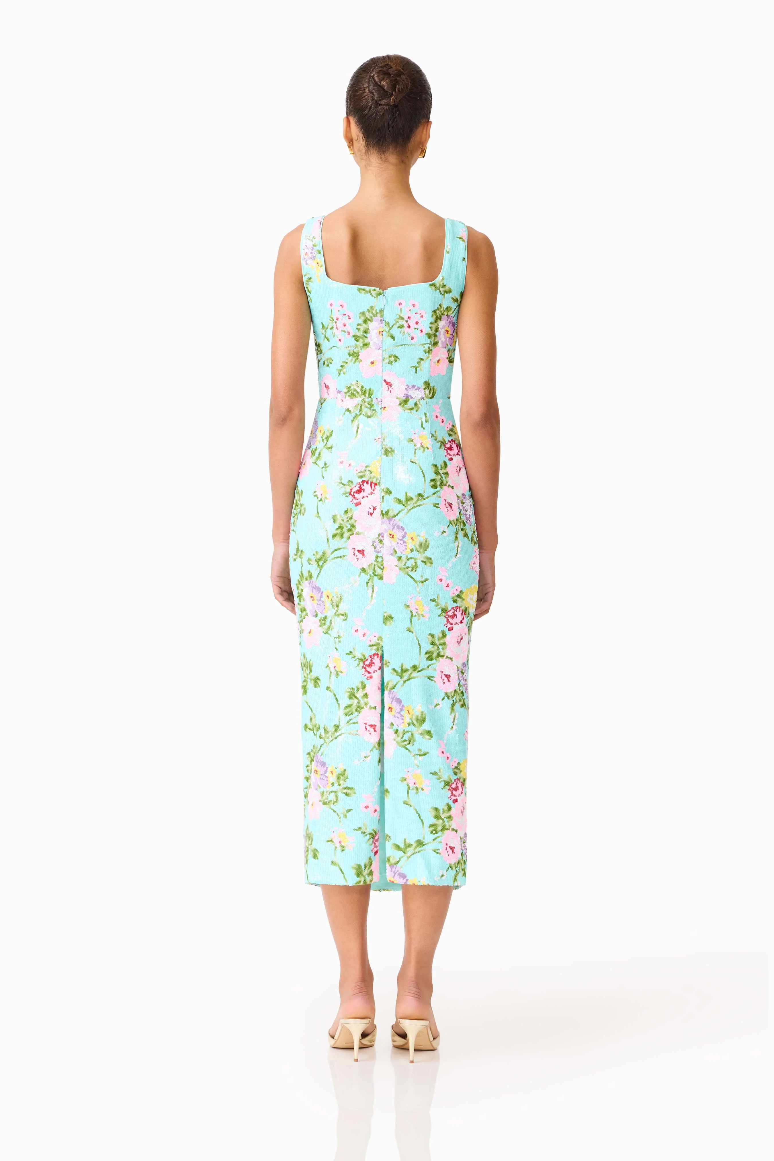 Emmeline Sequin Midi Dress in Mint Green
