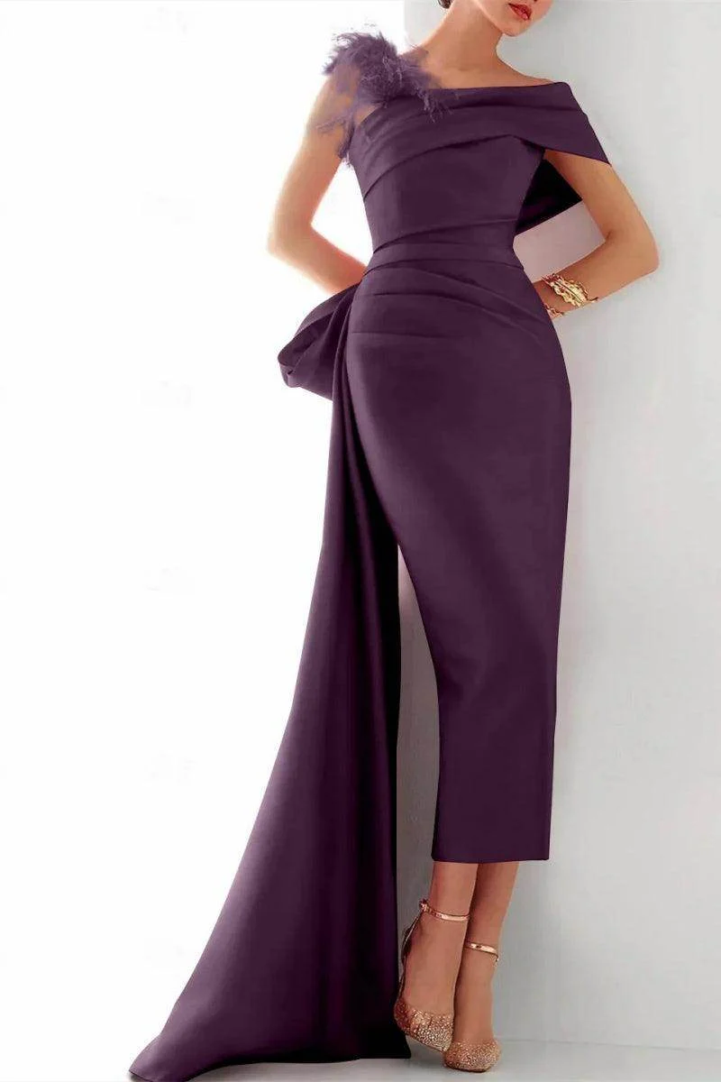 One Shoulder Evening Gown Elastic Cloth Mother Of The Bride Dresses CM0340