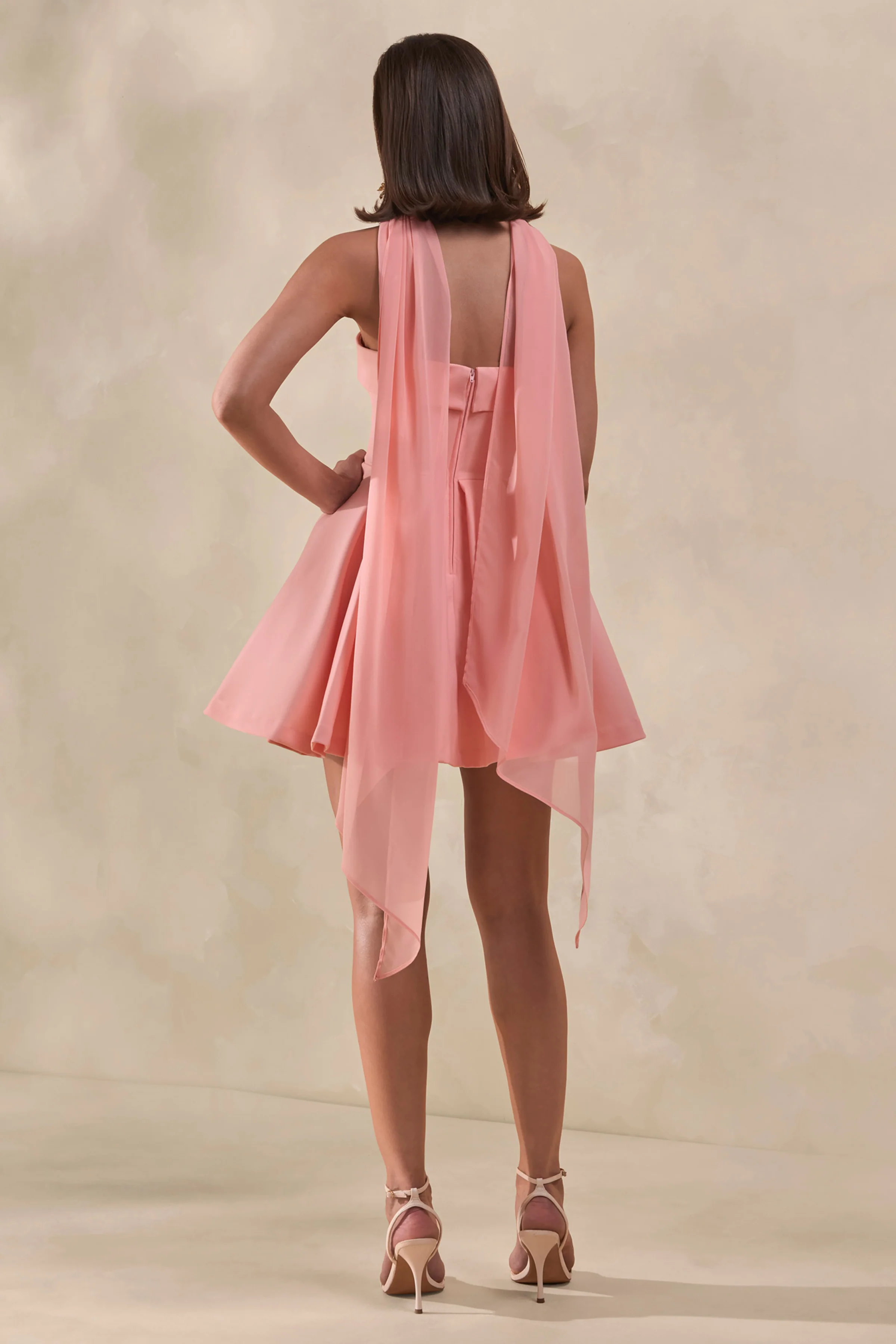 Bruna | Light Pink Bandeau Skater Mini Dress - luluinthesky