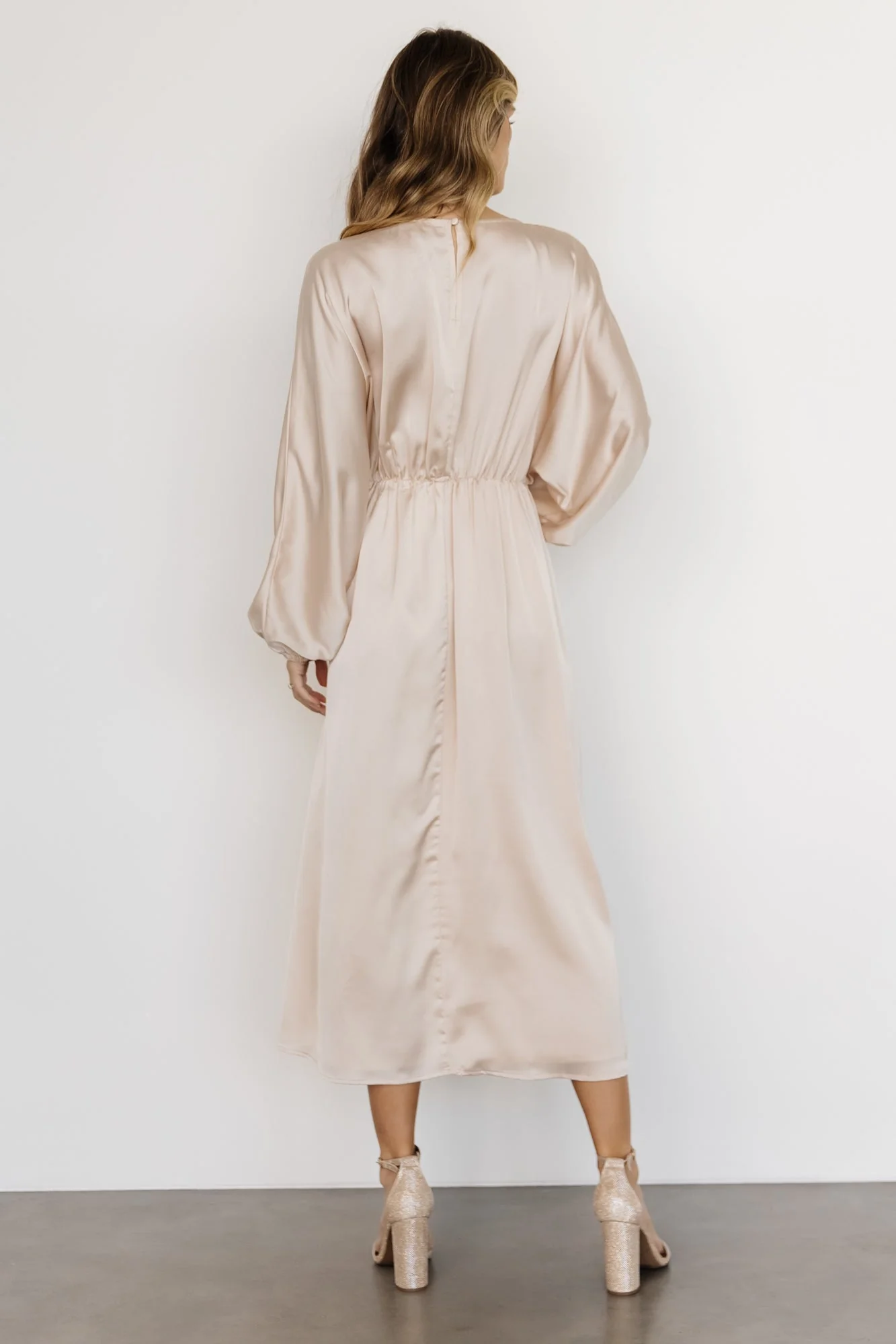 Balta Satin Midi Dress | Champagne - luluinthesky