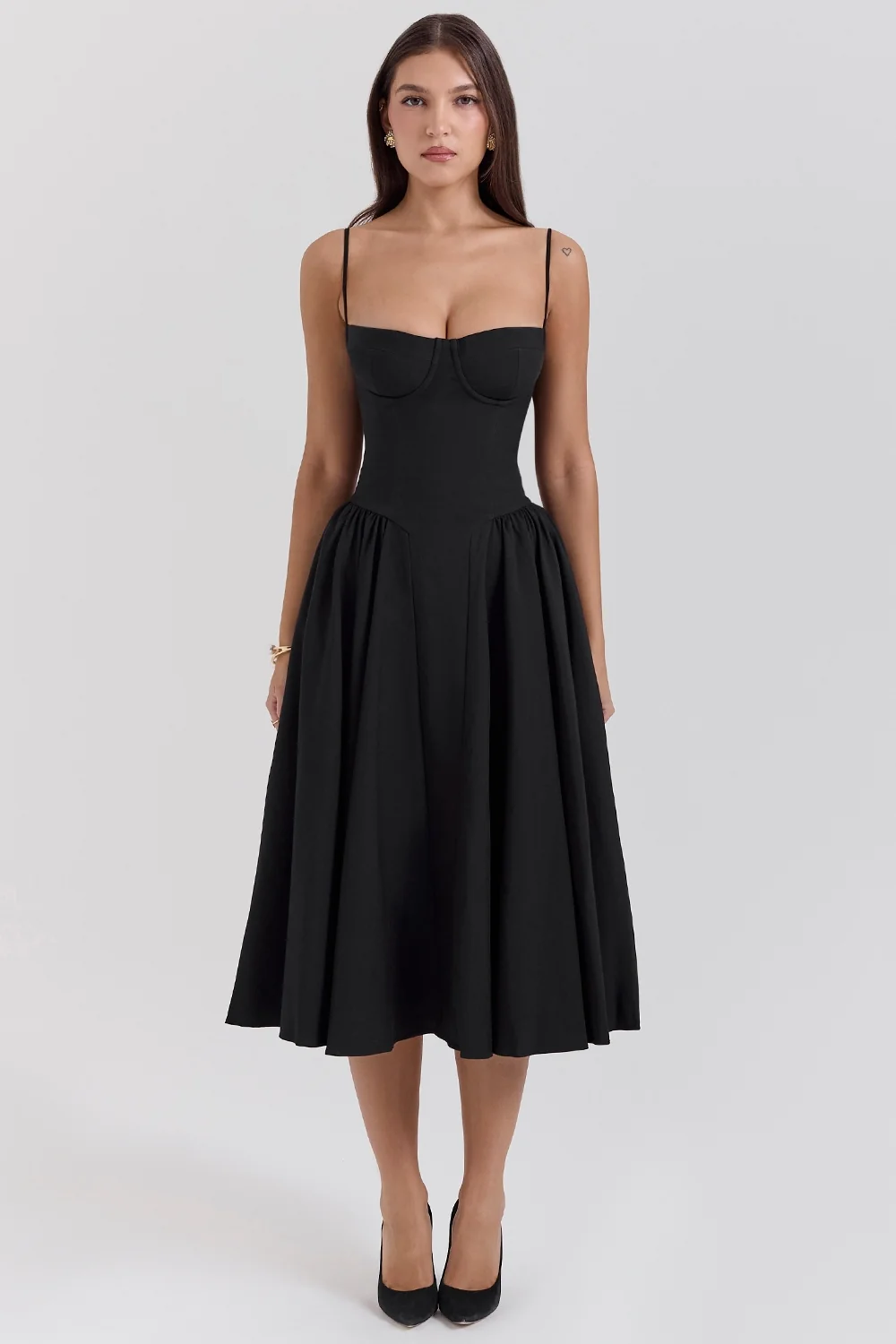 Black Corset Midi Dress