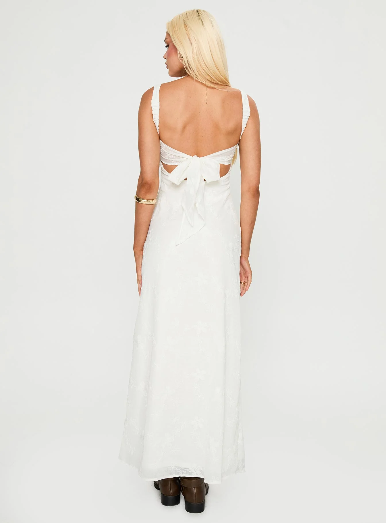 Maisone Broderie Maxi Dress White