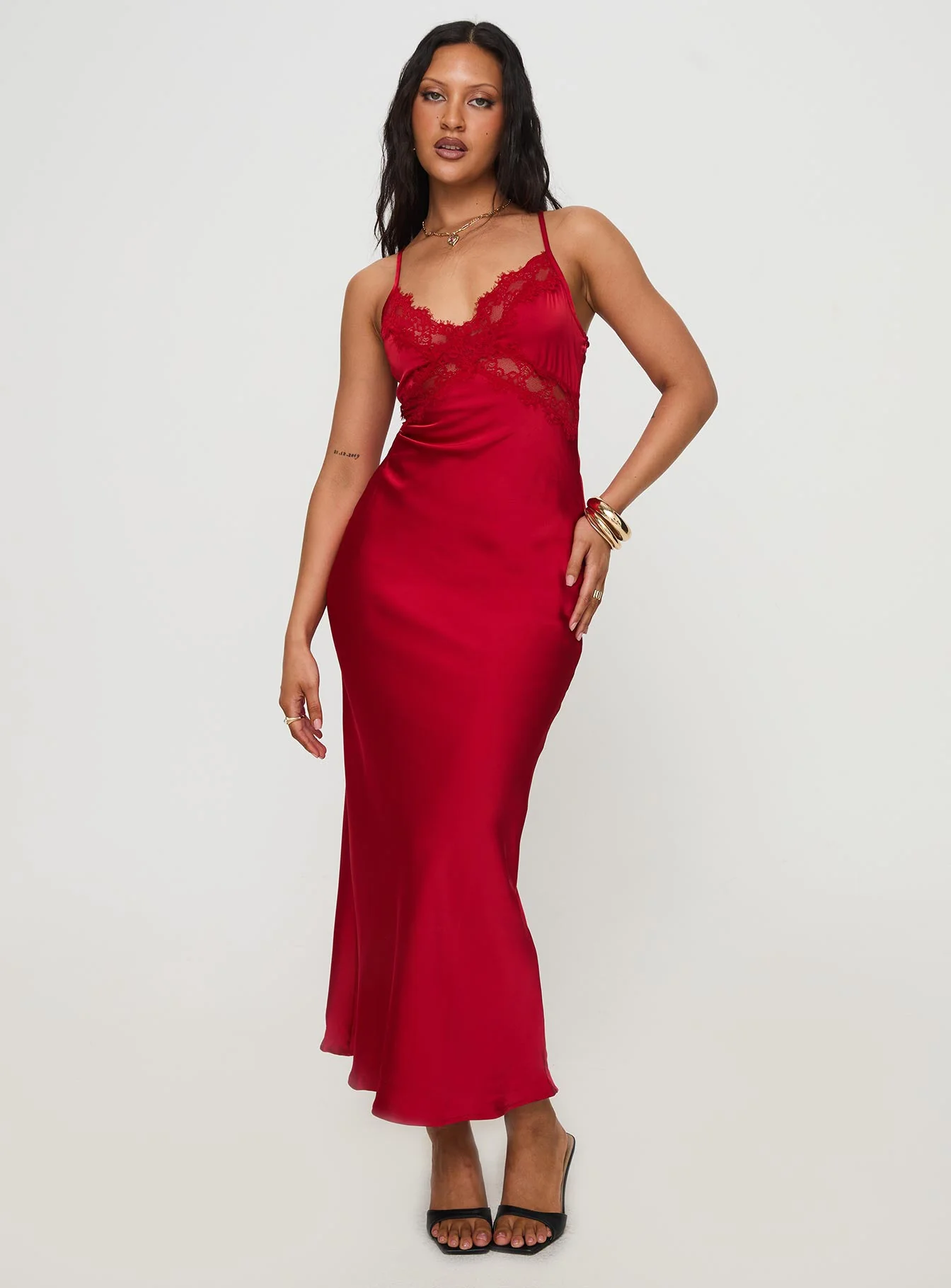 Treasure Bias Cut Maxi Dress Red