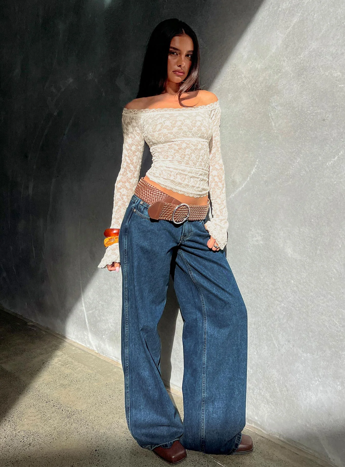 Mochapella Off The Shoulder Top White