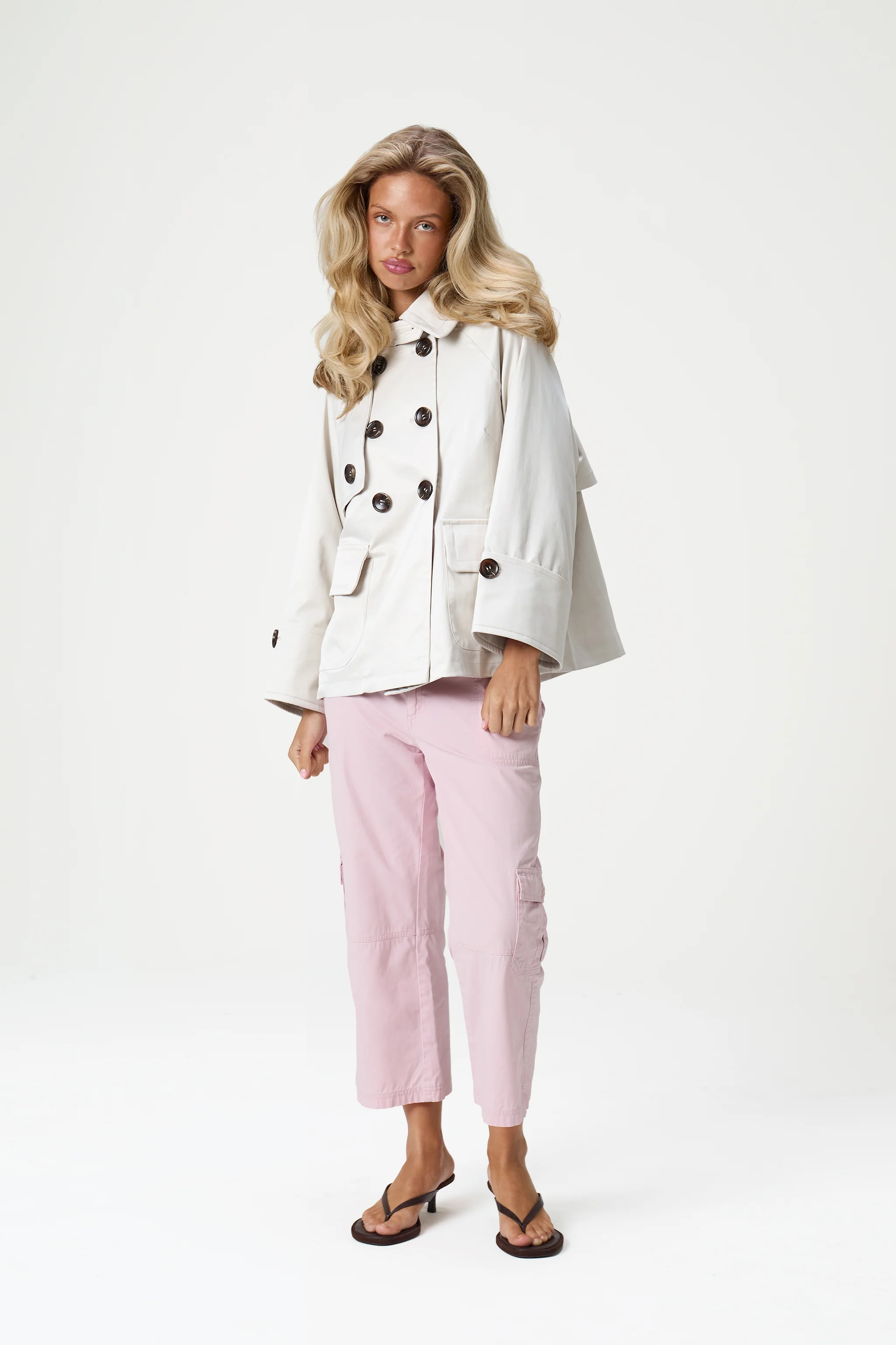 Duffy Pea Coat in Classic Beige