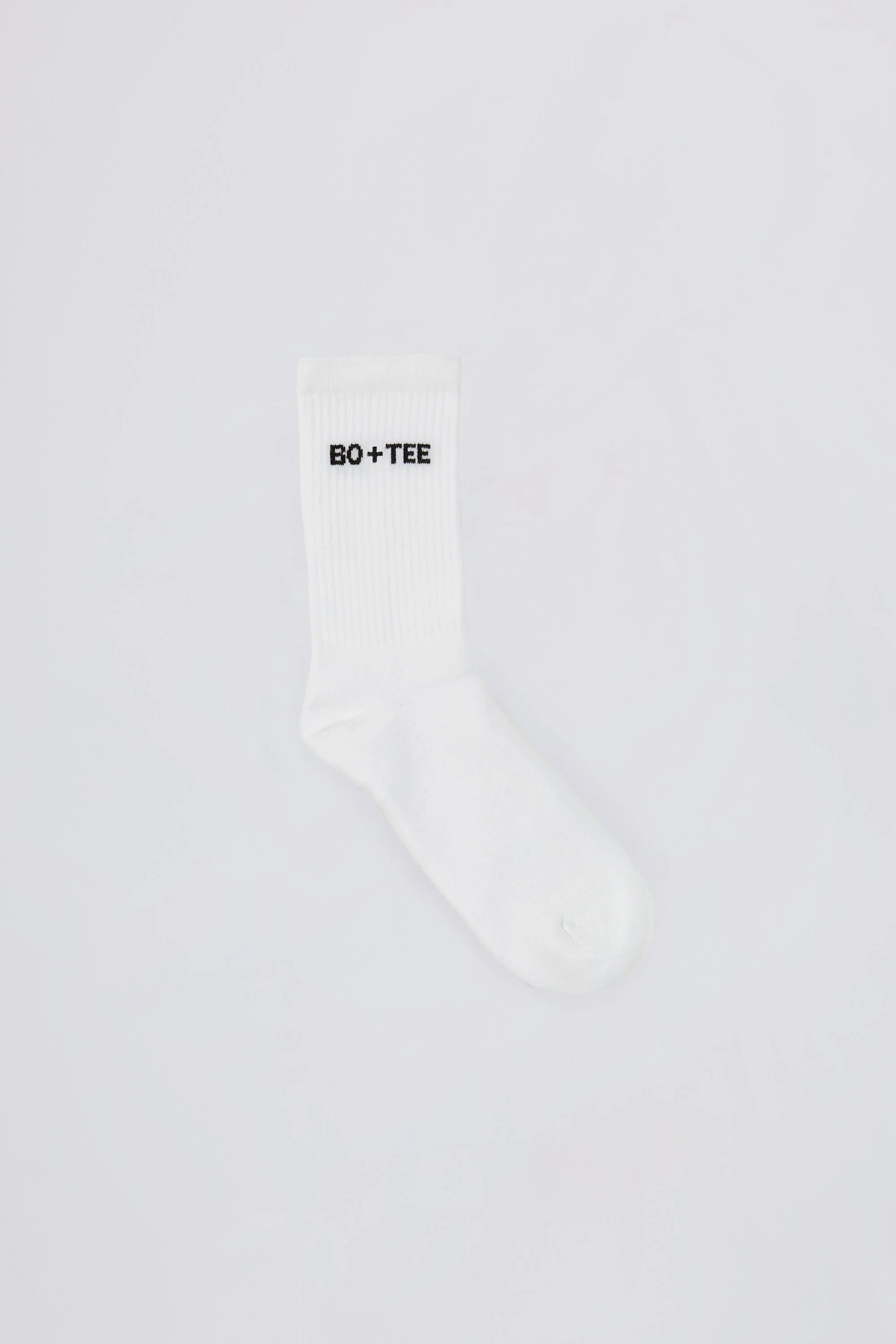 Ribbed Half-Crew Socks in White