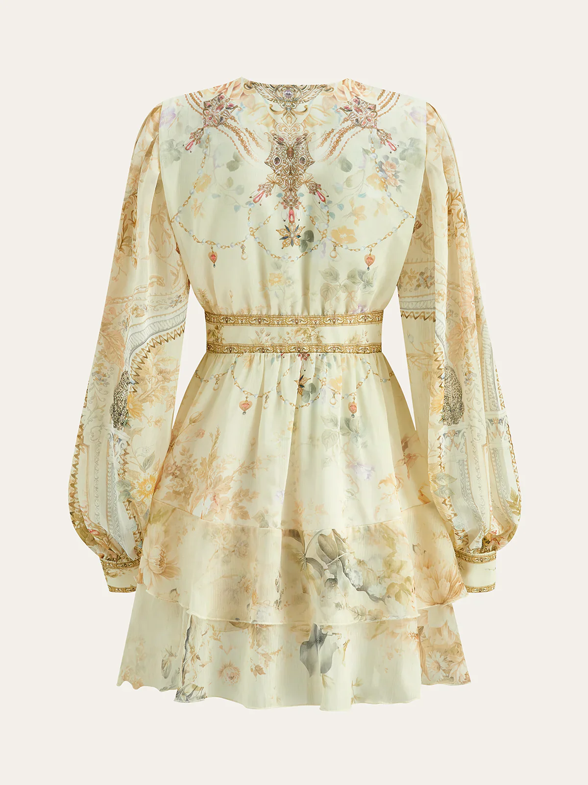 Semi-Sheer Chiffon Floral Printed Ruffled Mini Dress - luluinthesky