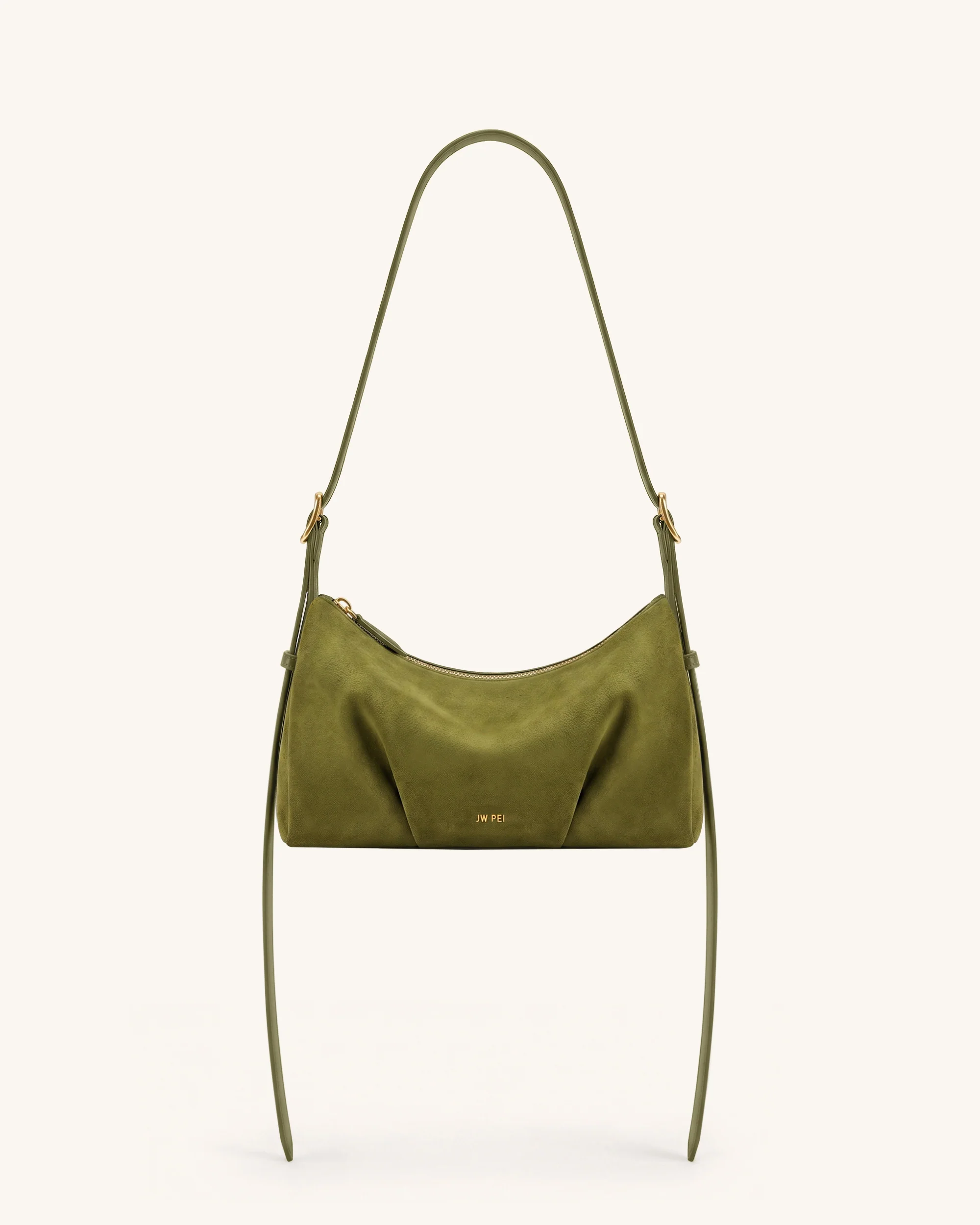 Loriette Faux Suede Crossbody Bag - Olive Green