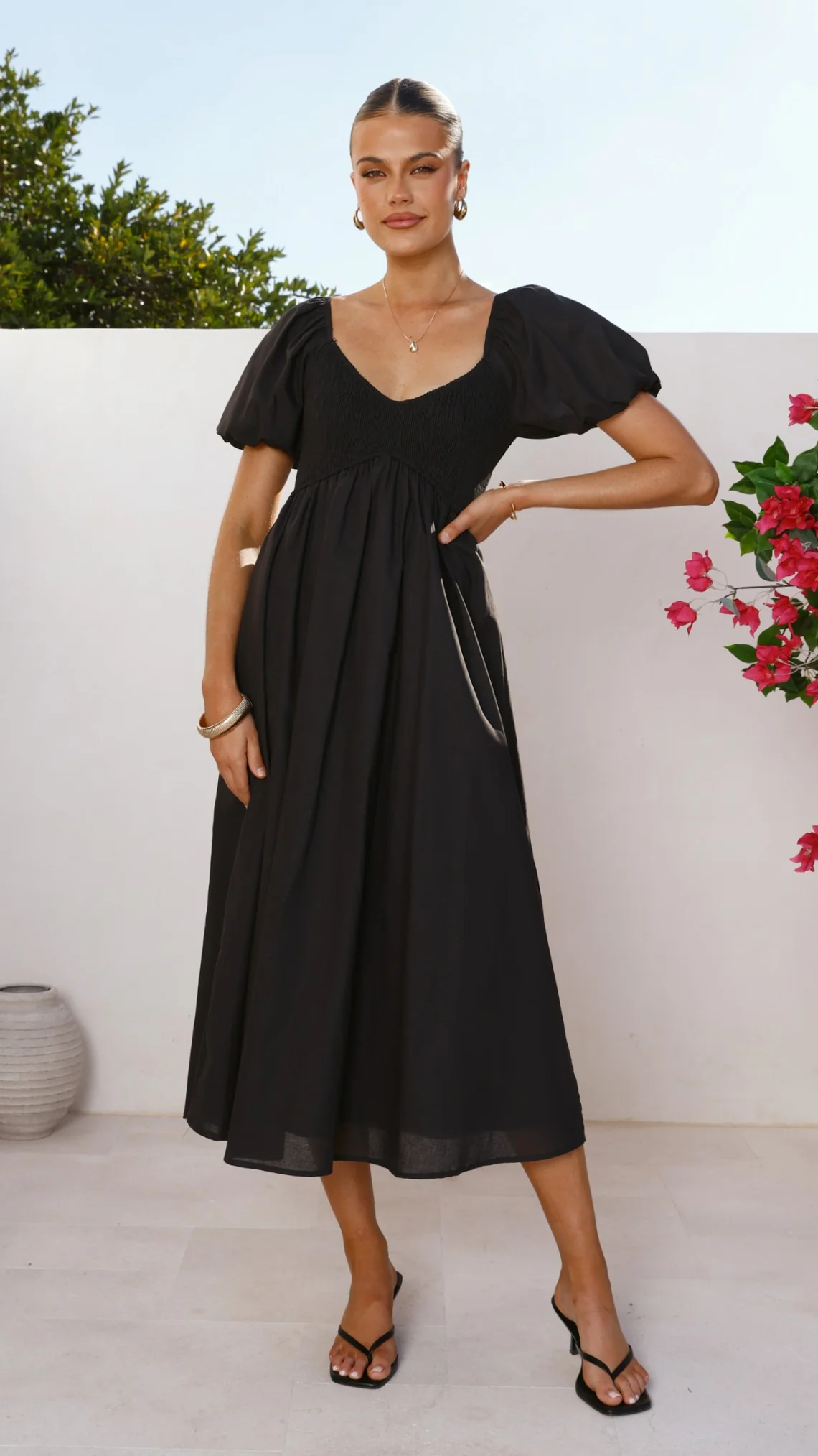 Sahirah Midi Dress - Black