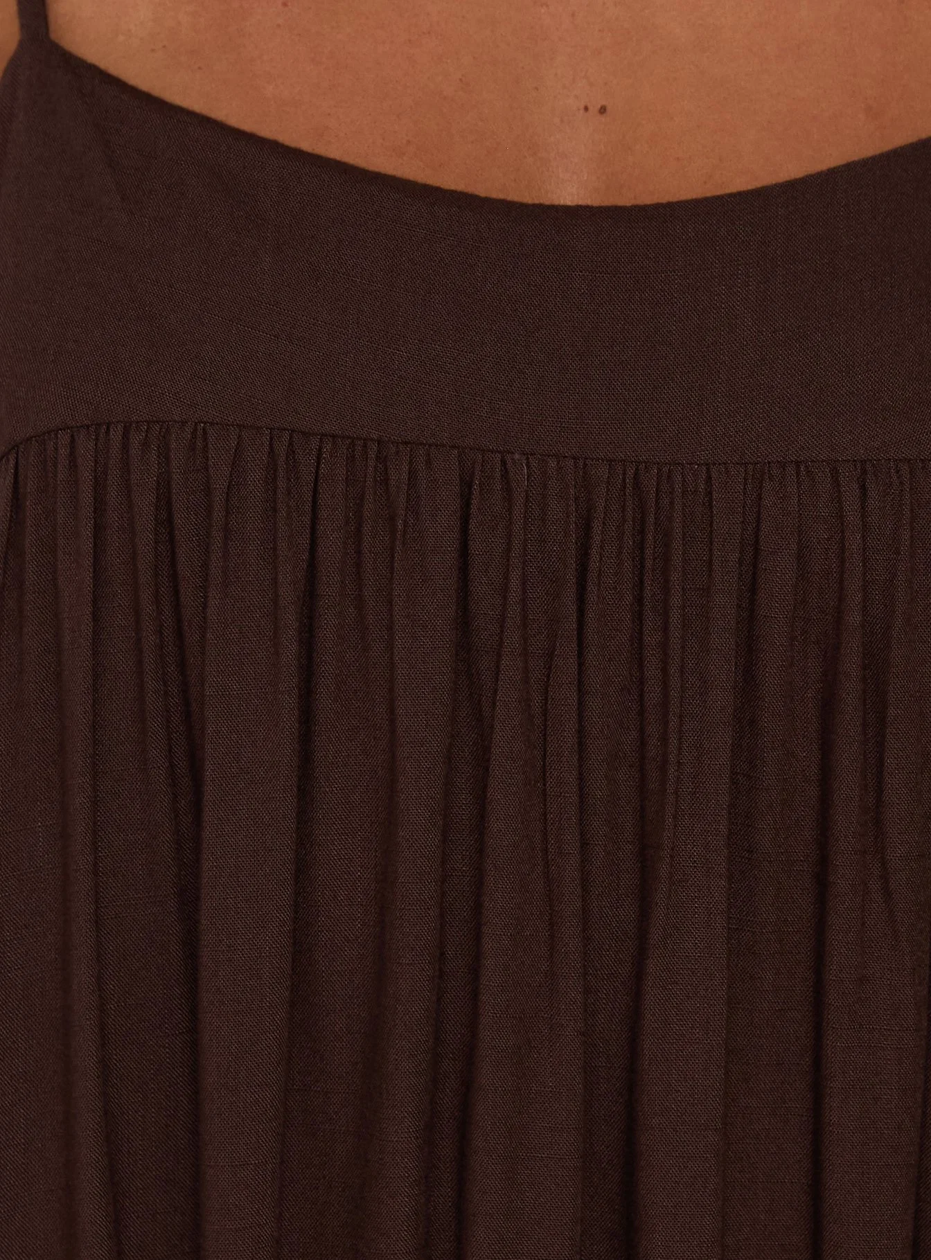 Wildah Linen Smock Maxi Dress Brown - FASHION NOB