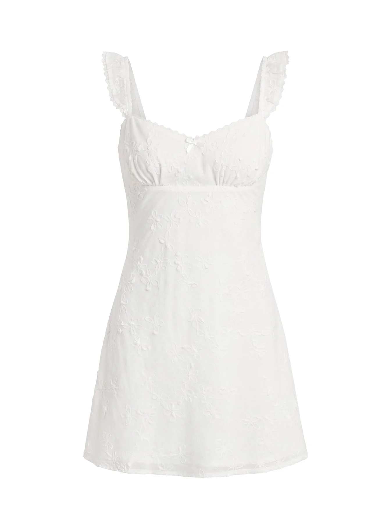 Beacall Embroidered Mini Dress White - luluinthesky