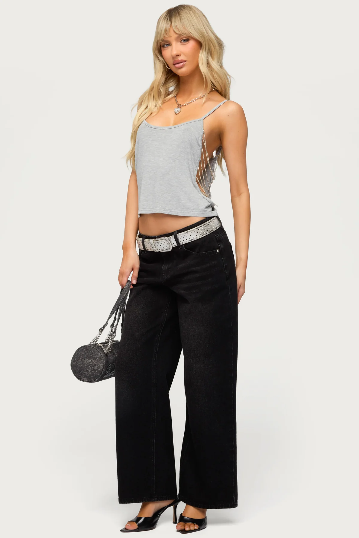 Donia Cutout Beaded String Tank Top
