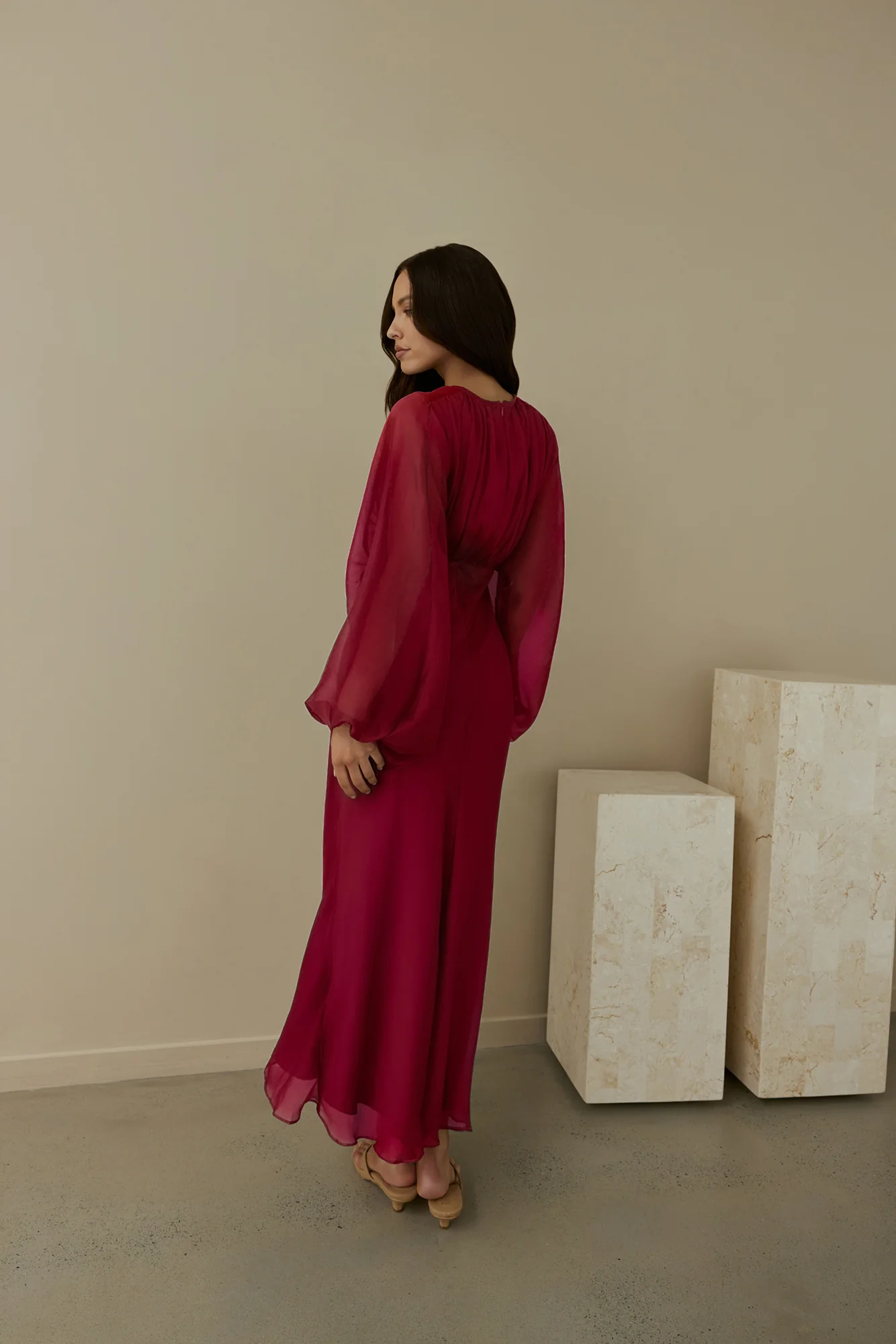 Our Nostalgia Long Sleeve Maxi Dress Burgundy