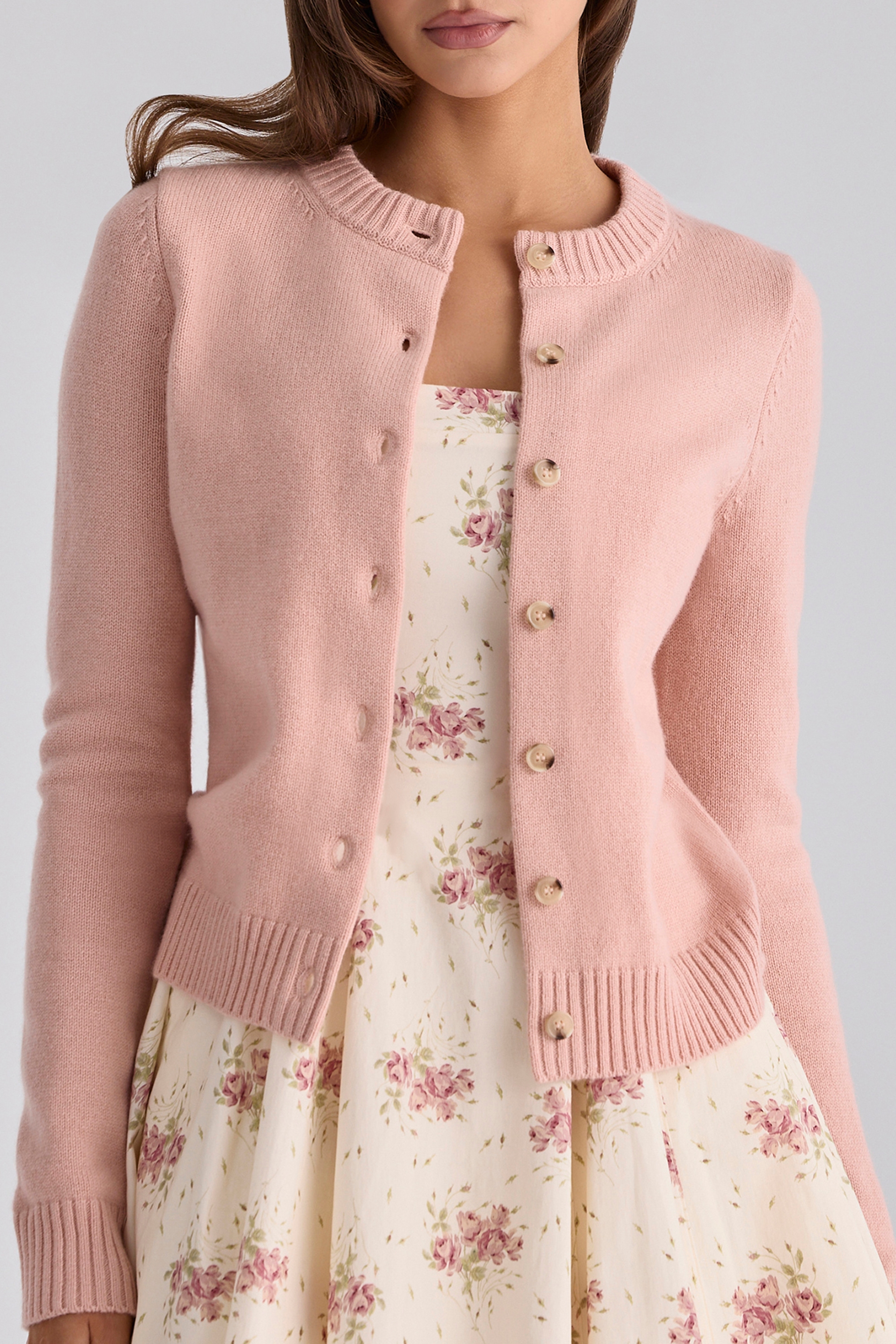 peach cashmere + merino wool cardigan