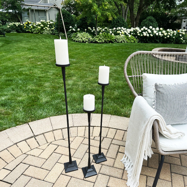 Extra Tall Cast Iron Candle Holders, Set of 3