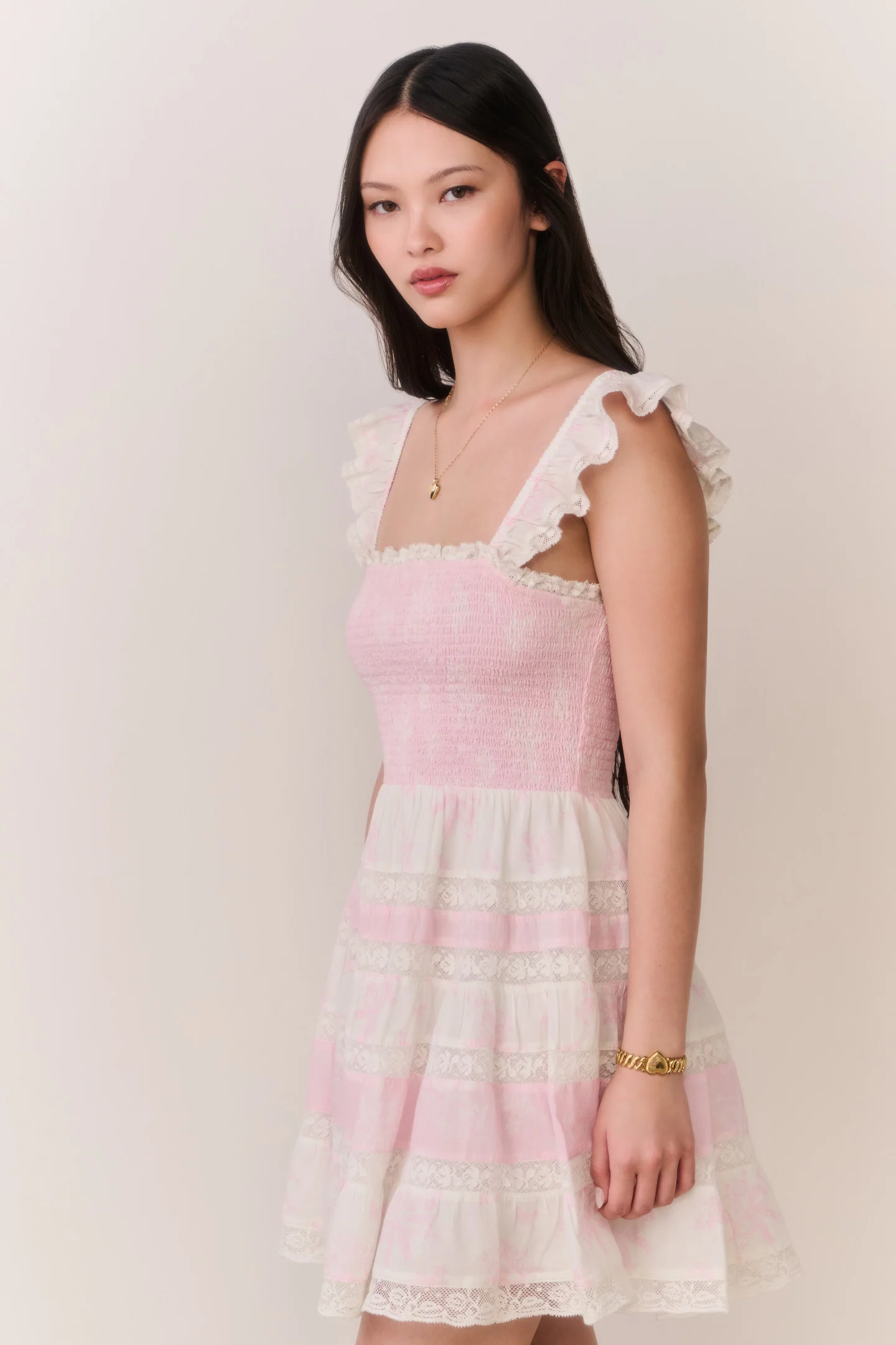 Colbera Mixed Print Cotton Mini Dress