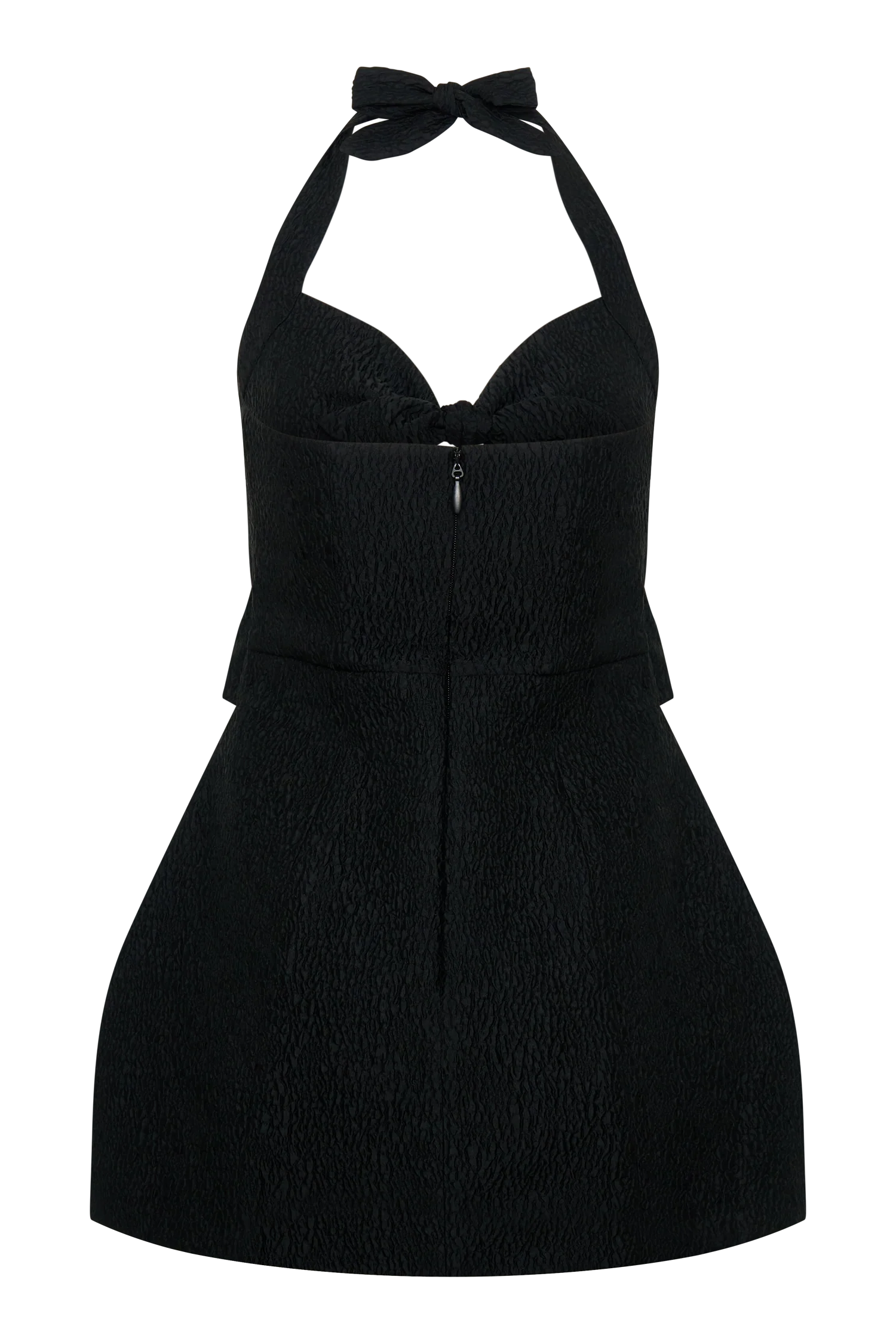 Ella Bow Detail Halter Mini Dress - Black