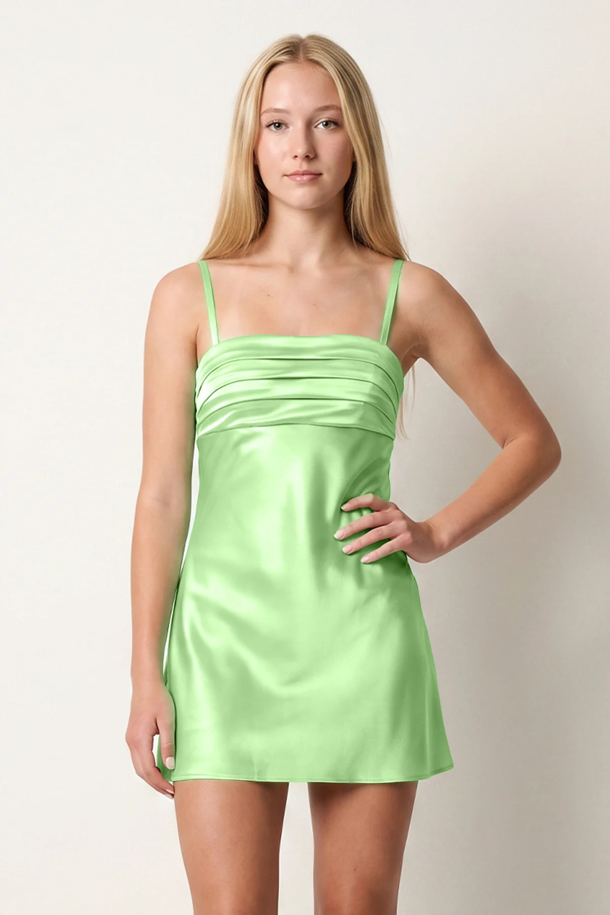 Aqua Sheath Spaghetti Straps Satin Homecoming Dress