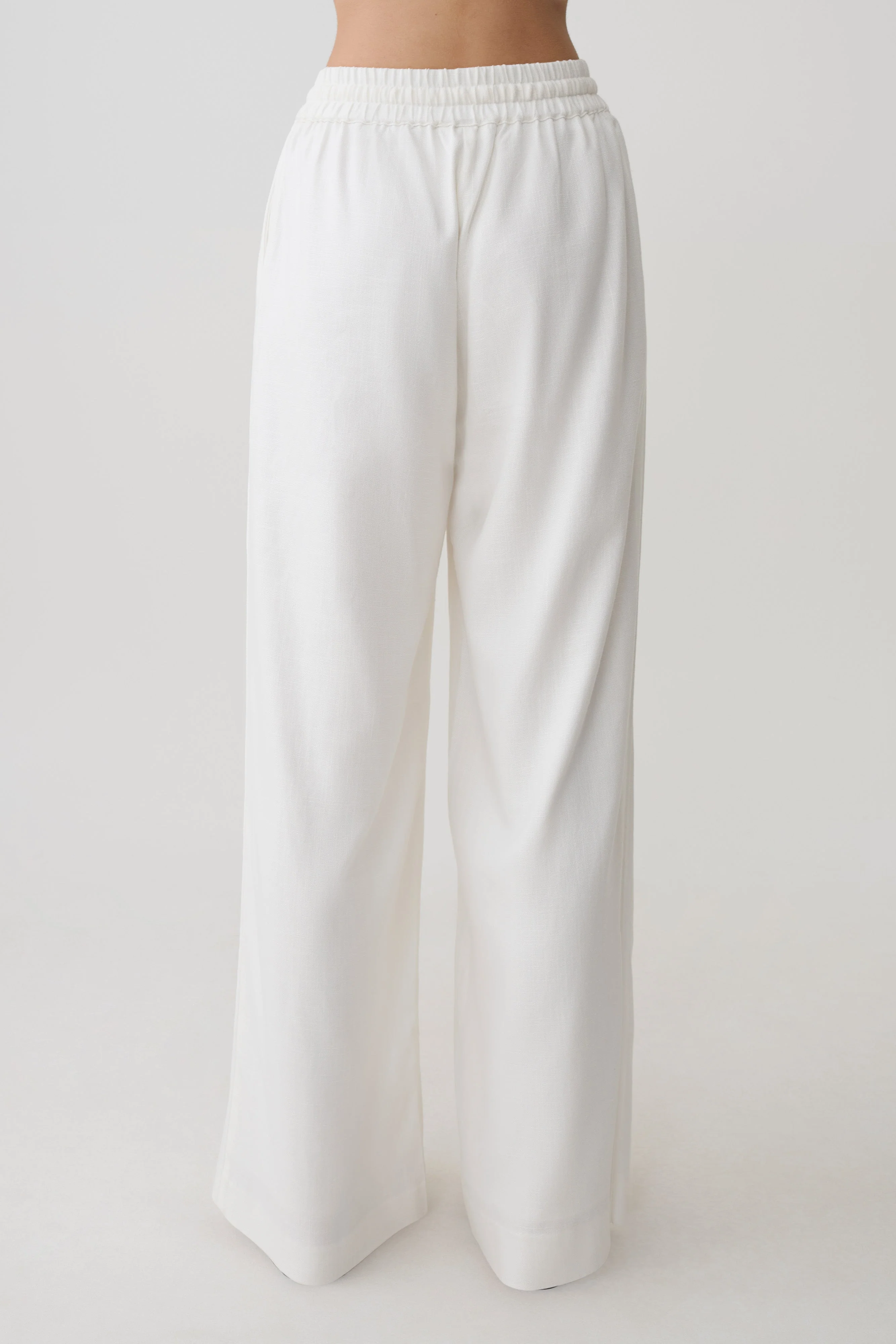Selena Linen Straight Leg Pant - White