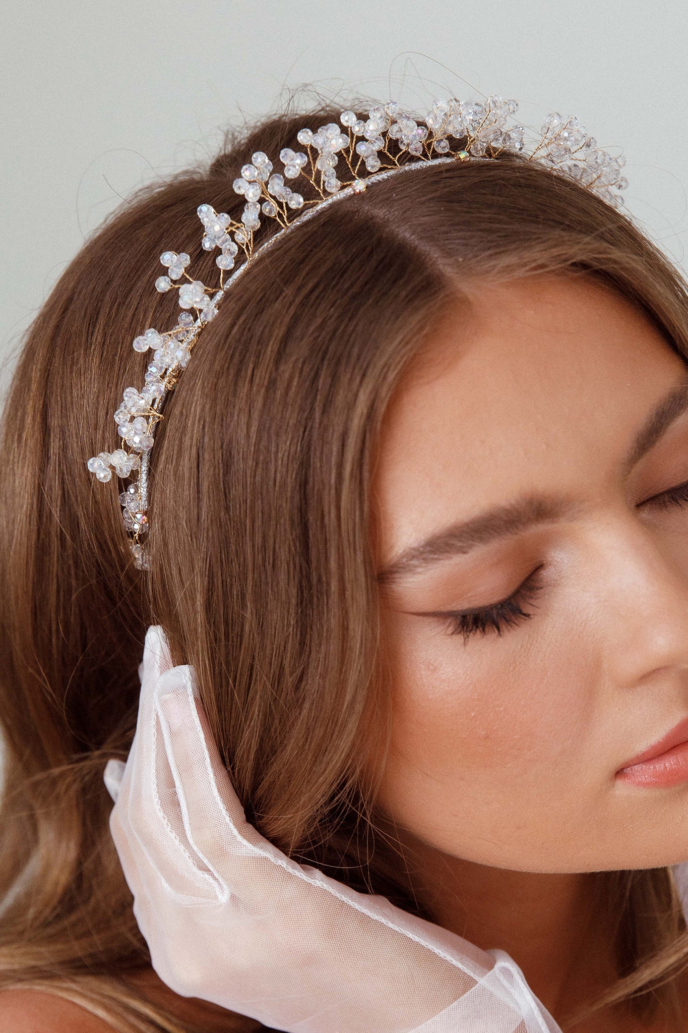 Feuille Crystal Headband Clear
