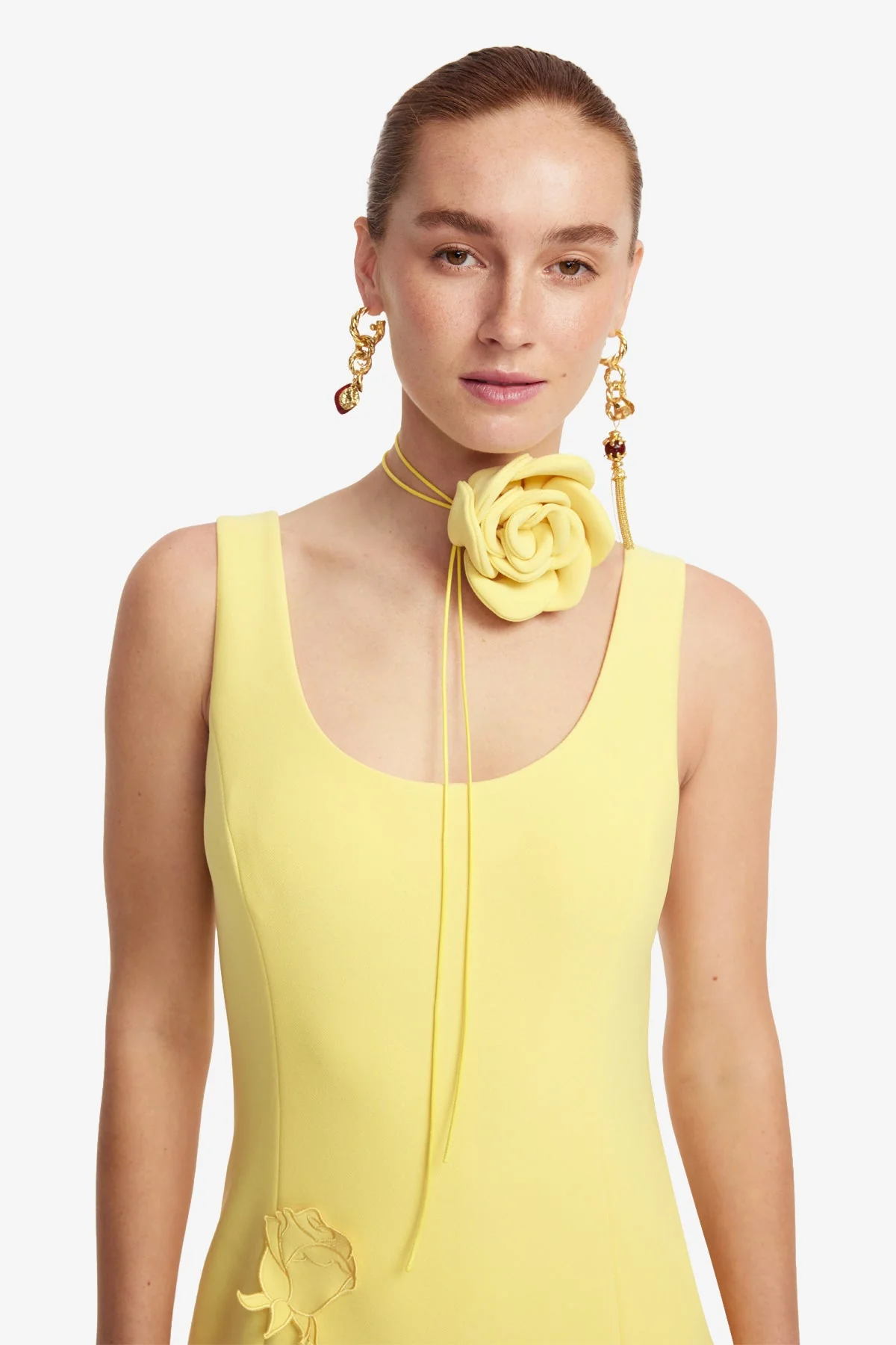 Emily Appliqué Midi Dress - Limoncello