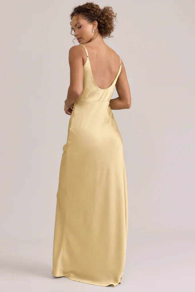 Ellapink Satin Dress | Ready To Ship | Pale Yellow