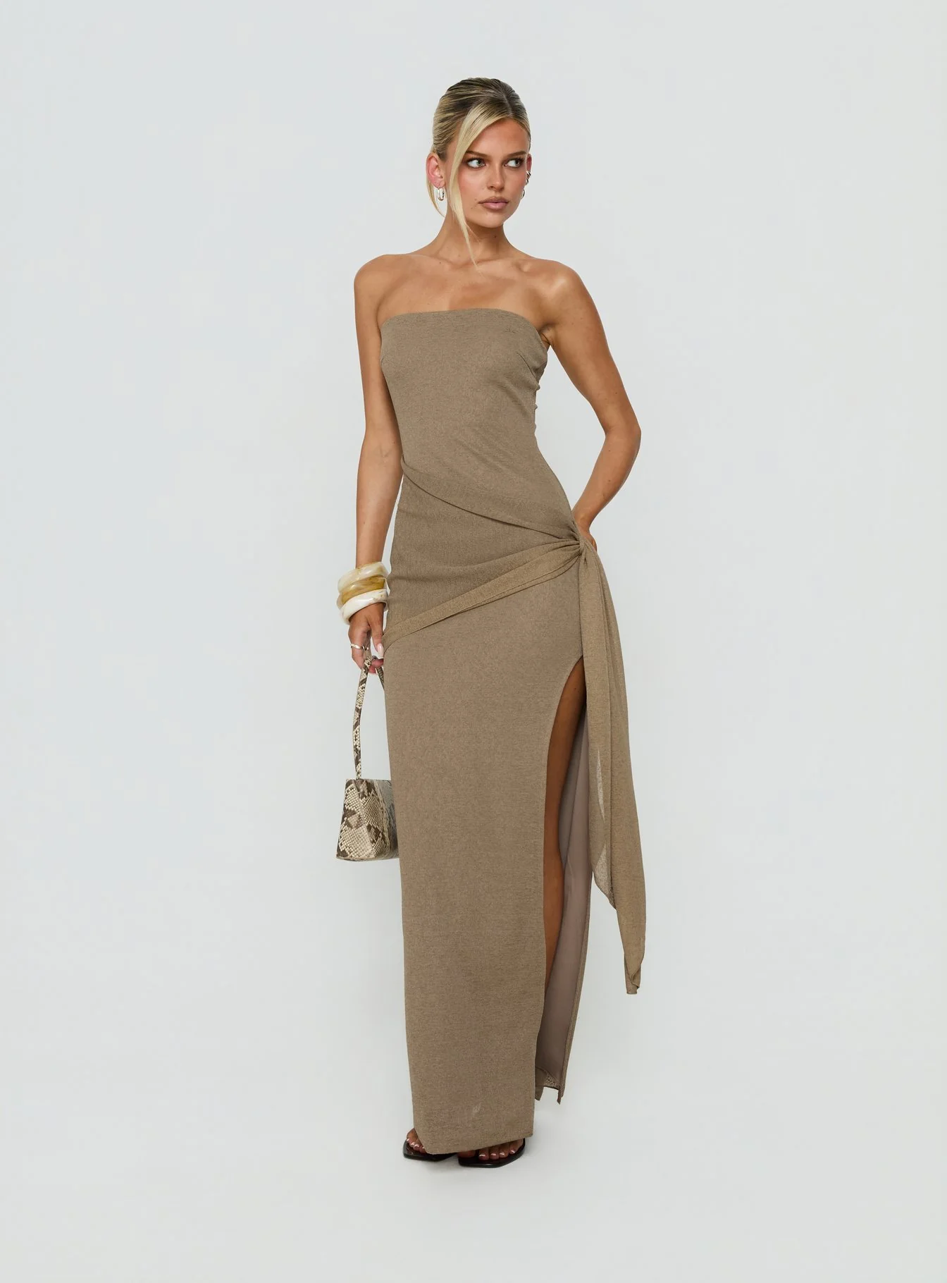Analeah Strapless Maxi Dress Brown