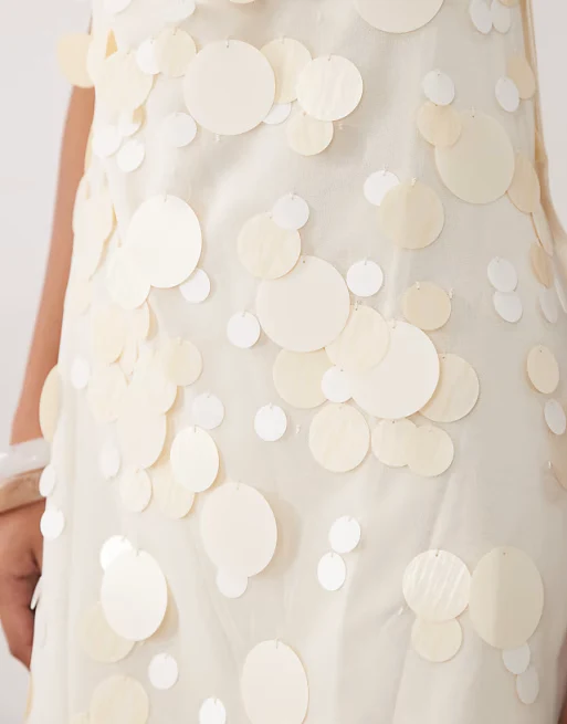 Mango Capsule embellished mini dress in cream