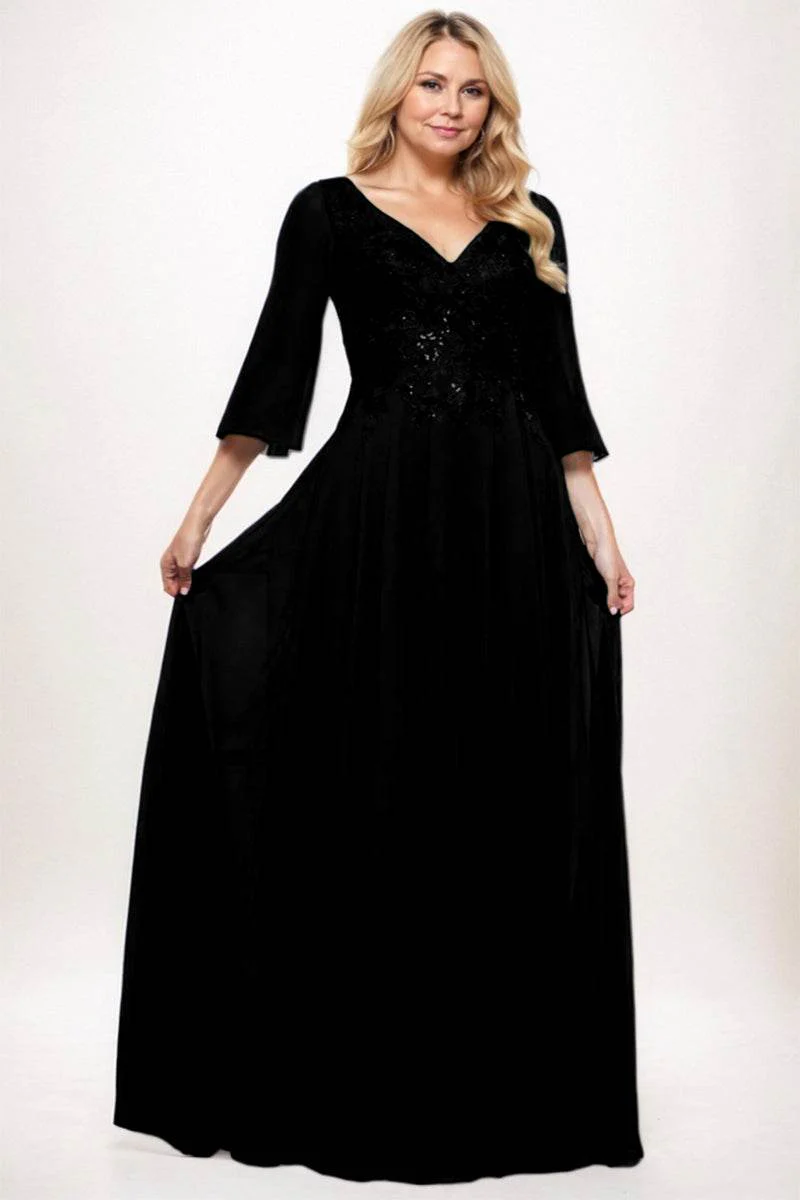 A-Line Maxi Chiffon Mother Dress CM0254