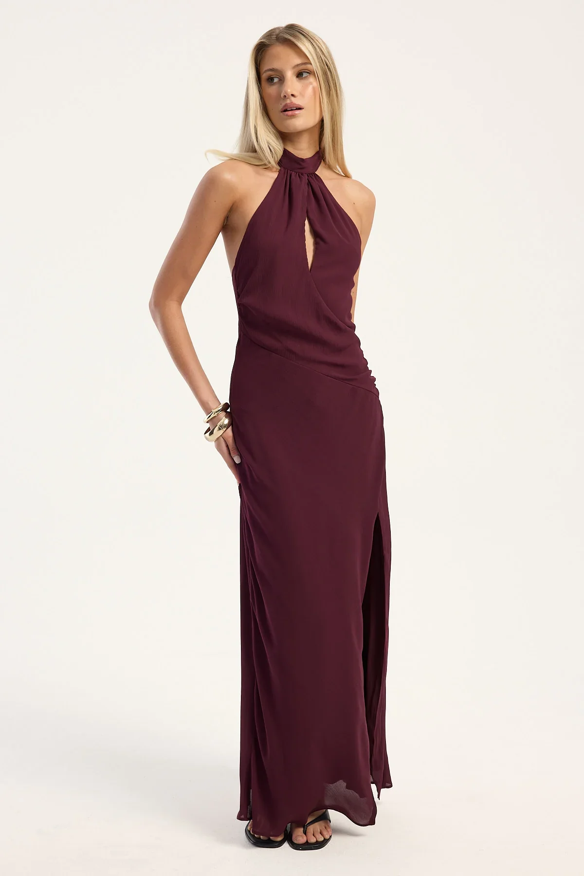 Perfect Stranger Ember Halter Maxi Dress Plum
