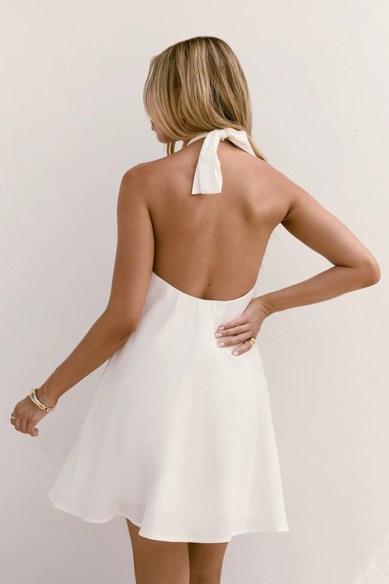Coconut Sips Halter Mini Dress White - luluinthesky