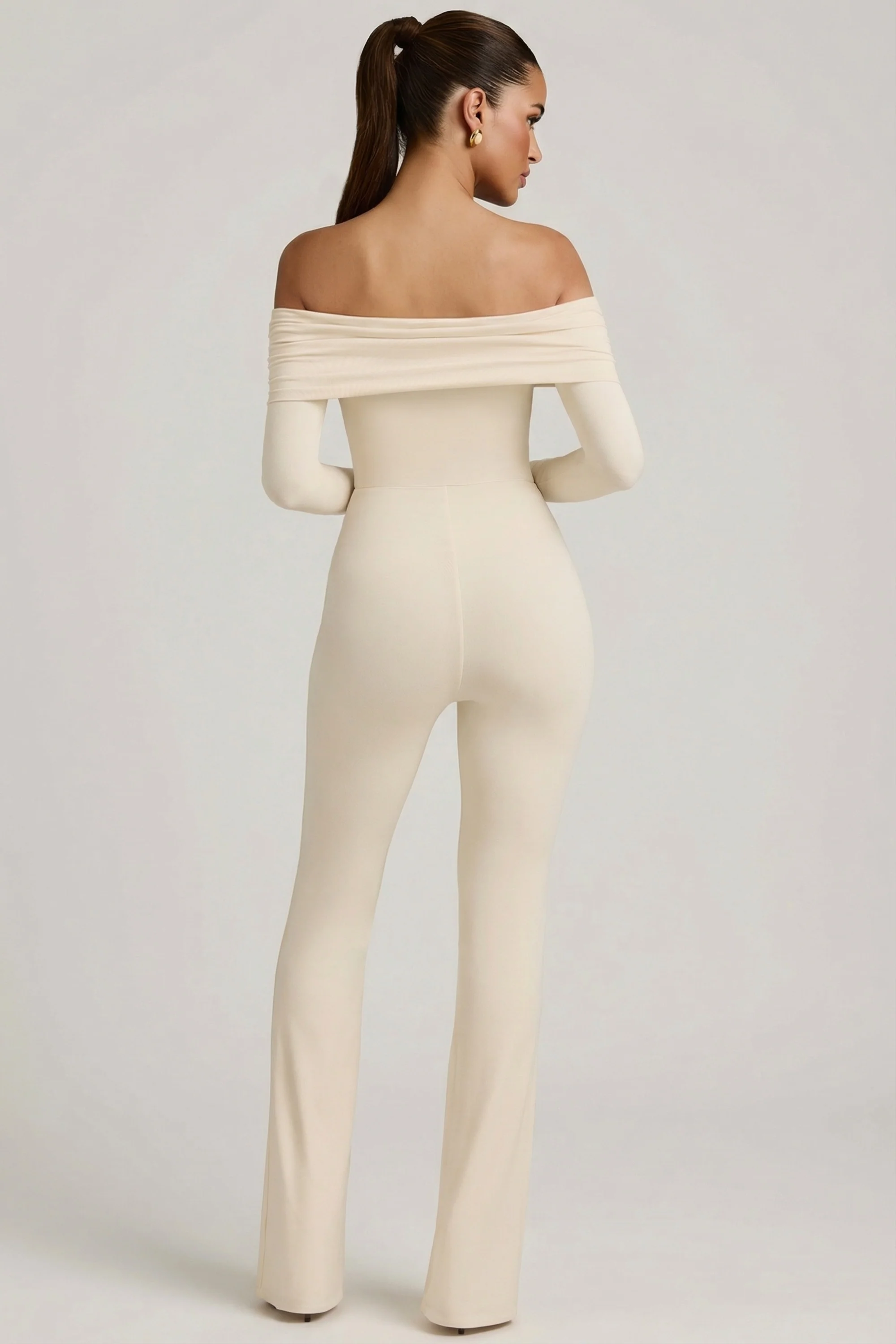 Modal Off-Shoulder Ruched Jumpsuit in Ivory