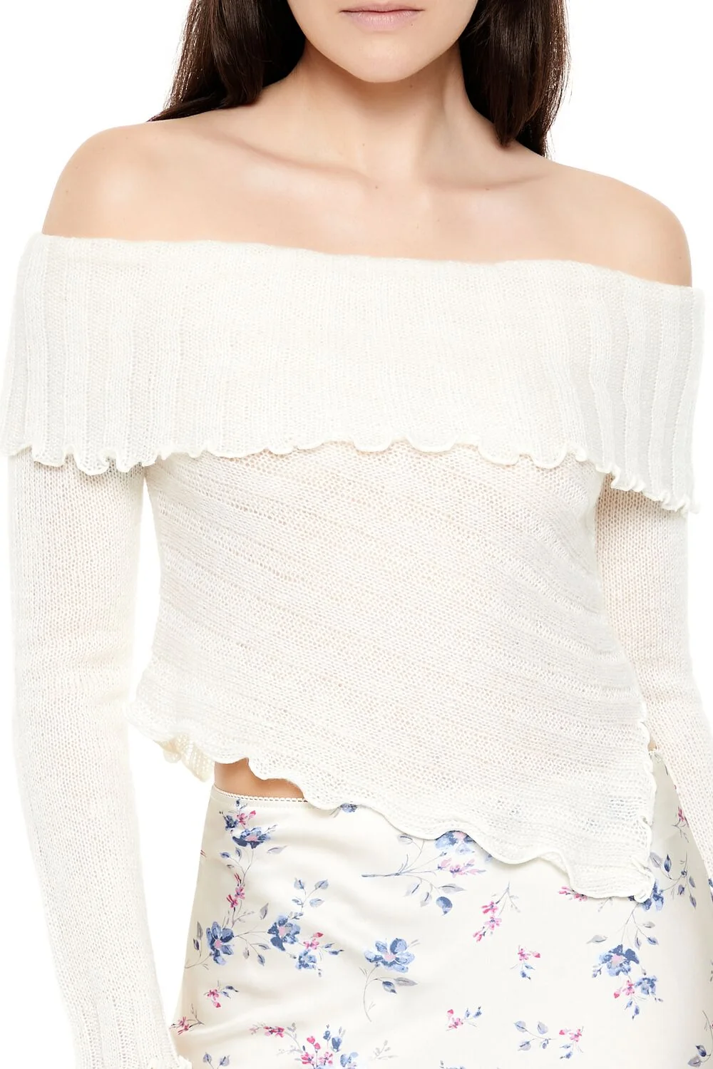 Ribbed Off-the-Shoulder Sweater