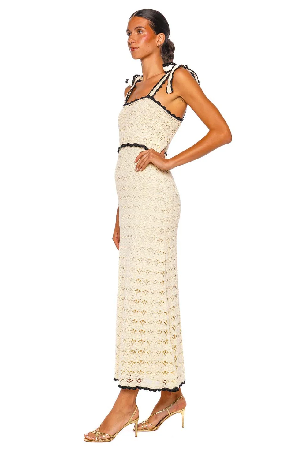 ZIMMERMANN Aster Crochet Tie Shoulder Midi Dress