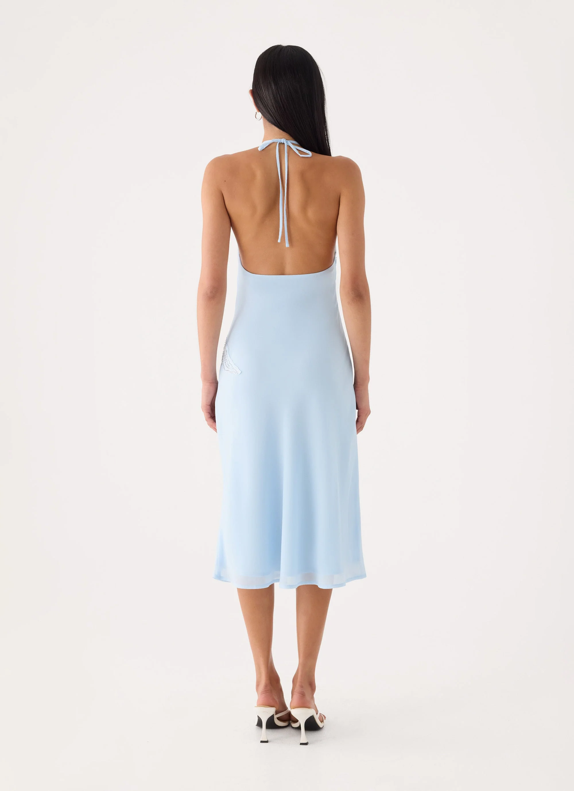 Valeska Beaded Midi Dress - Blue - luluinthesky