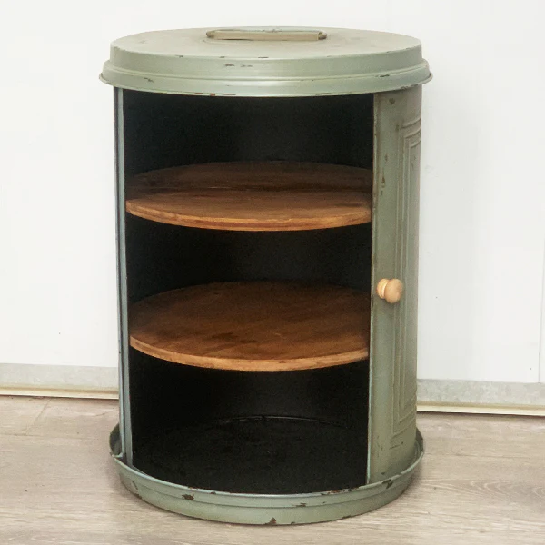 Large Vintage Metal Bread Box with Sliding Door