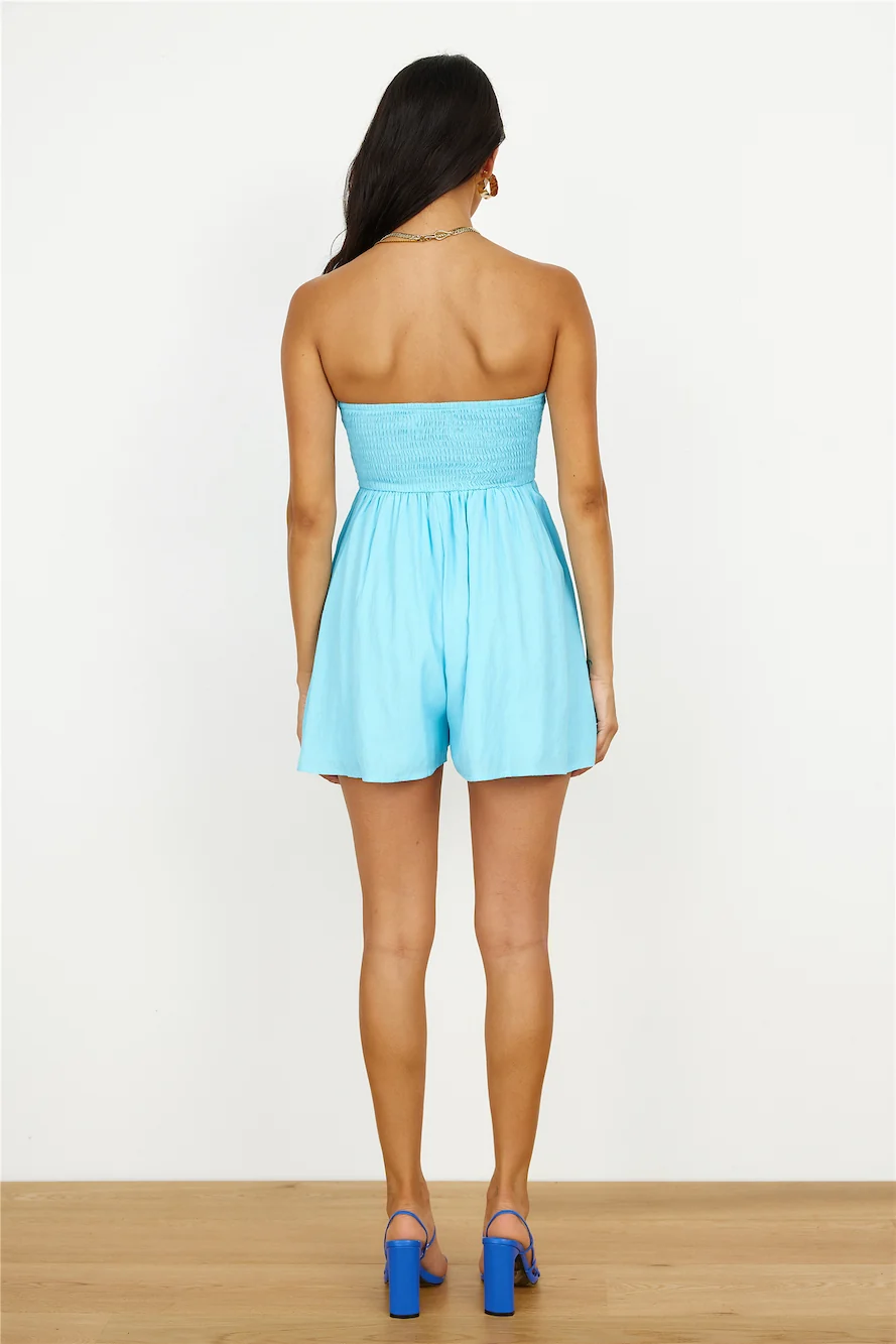 Caught Feelings Romper Blue