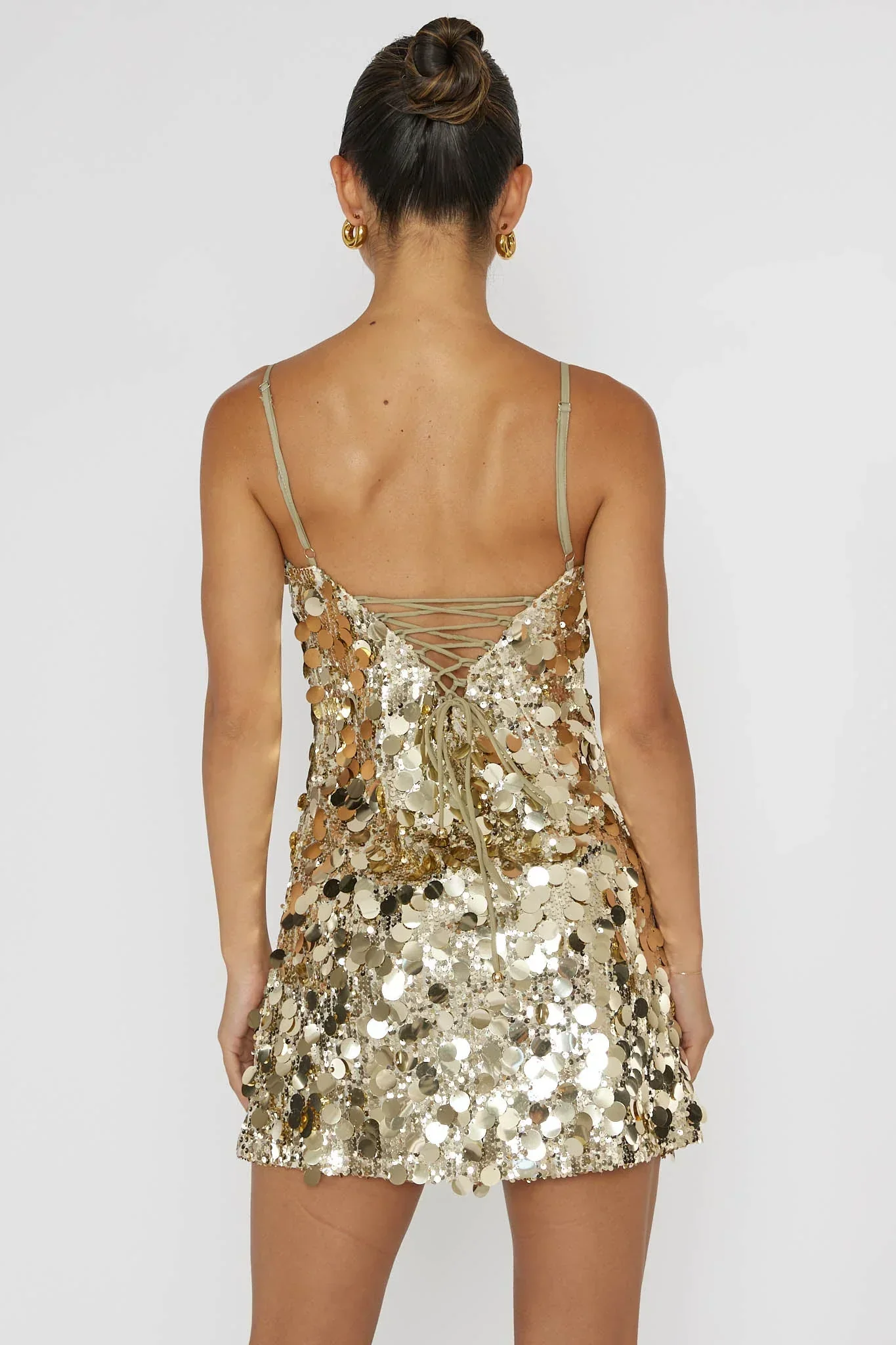 Axel Sequin Mini Dress Gold - luluinthesky